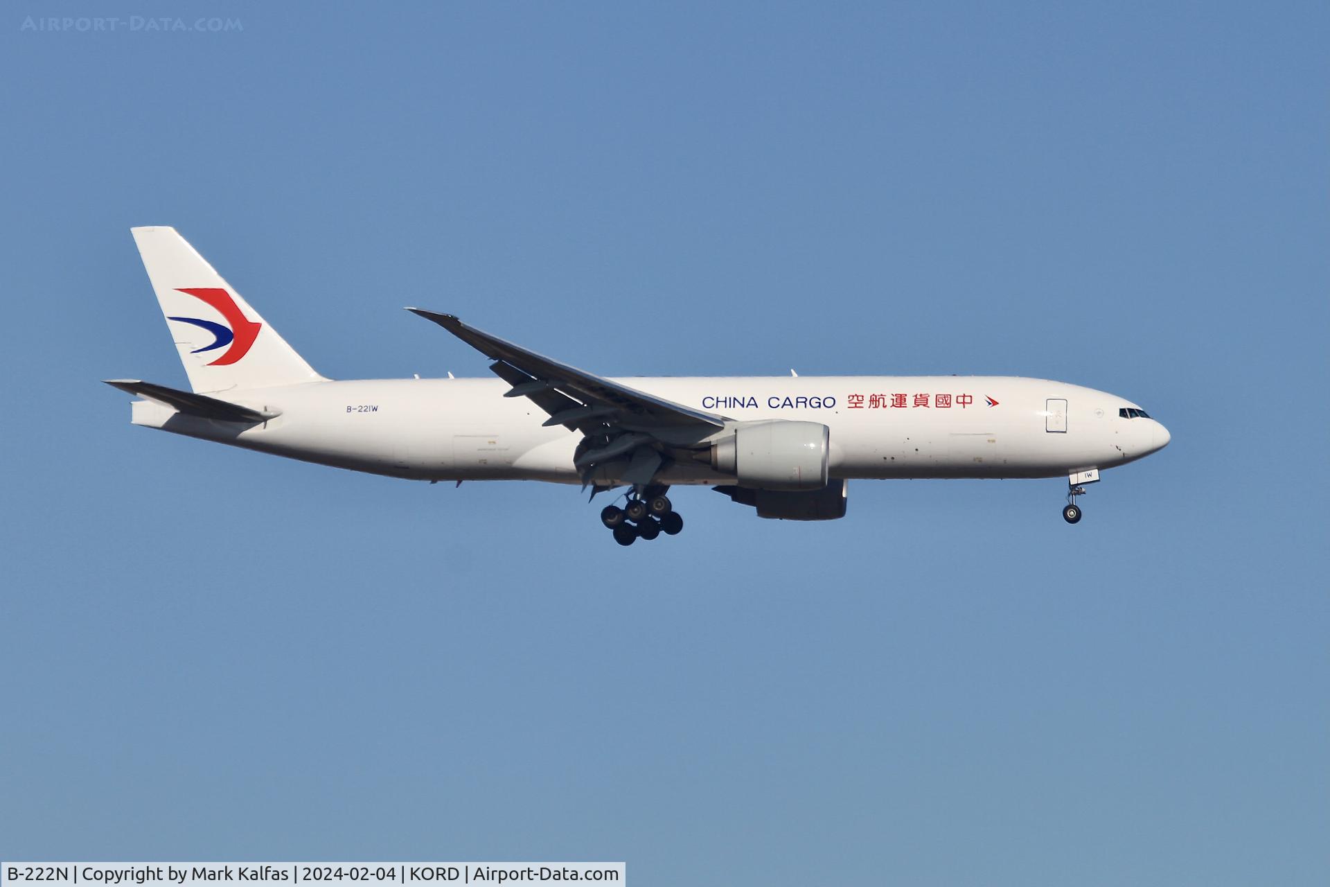 B-222N, 2022 Boeing 777-F6N C/N 67796, B77L China Cargo BOEING 777-200LR  B-222N CKK228 KORD-ZSPD B-221W CKK227 SEA-ORD
