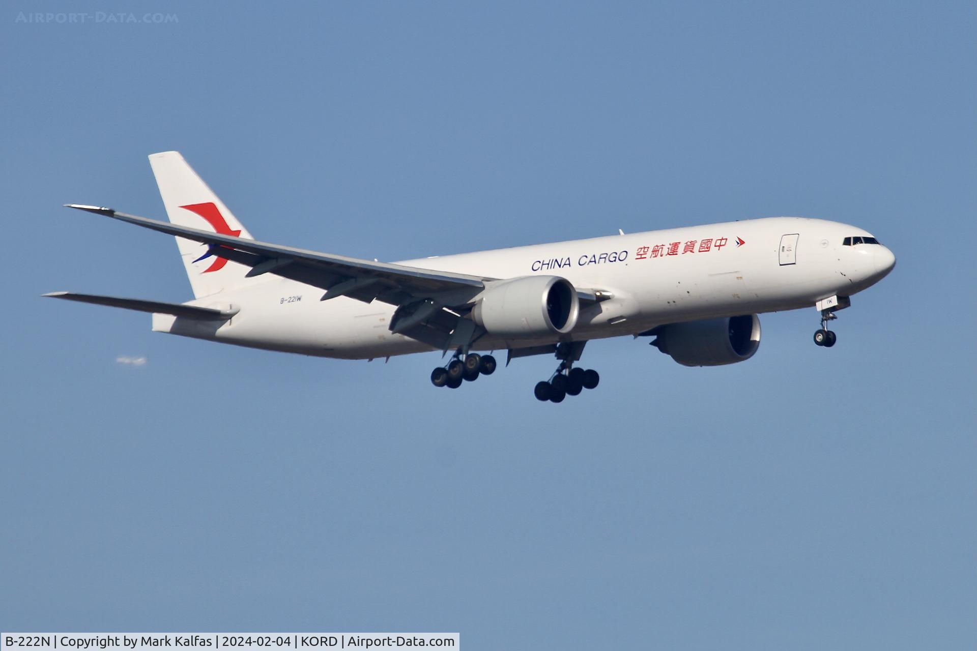 B-222N, 2022 Boeing 777-F6N C/N 67796, B77L China Cargo BOEING 777-200LR  B-222N CKK228 KORD-ZSPD B-221W CKK227 SEA-ORD