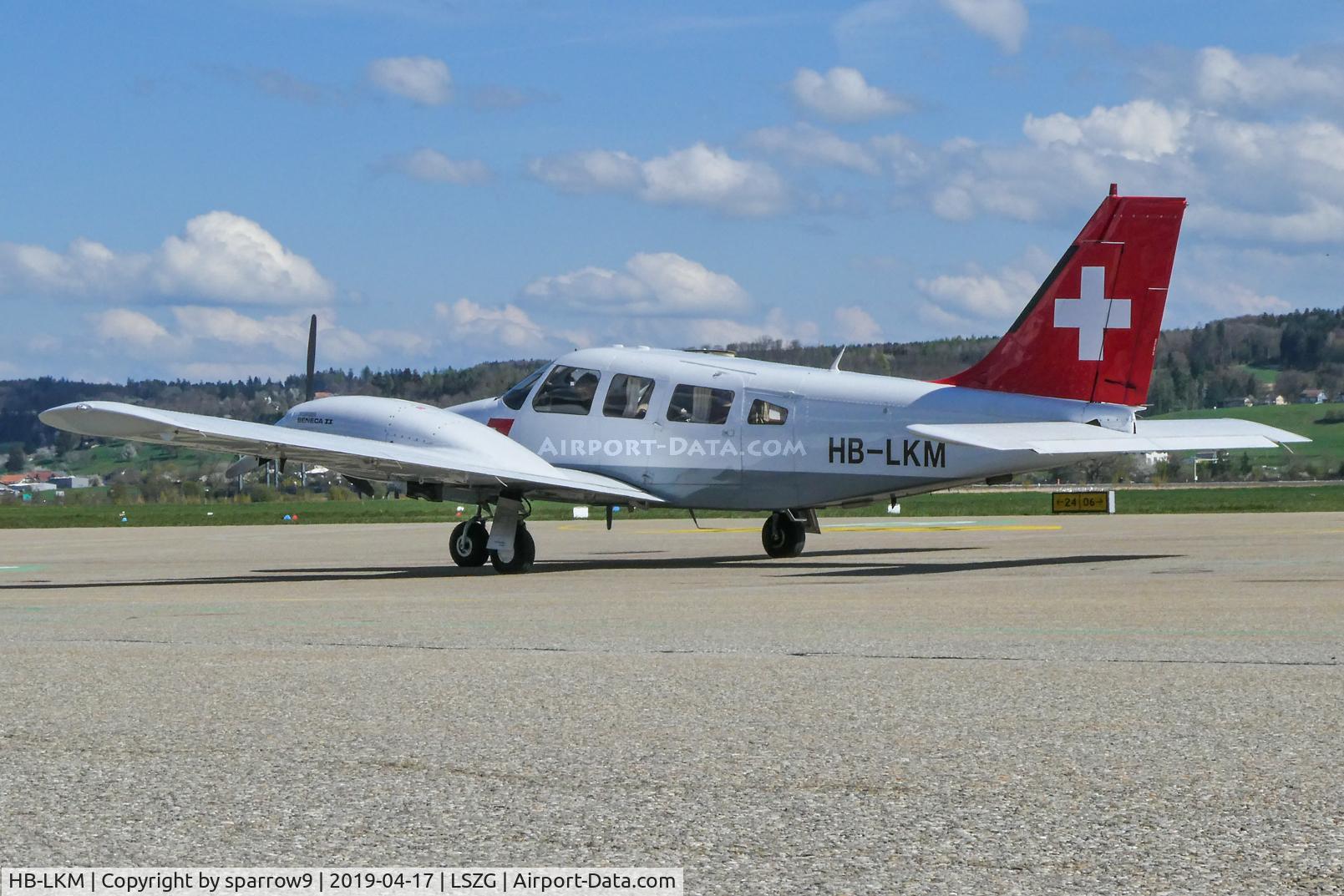 HB-LKM, 1979 Piper PA-34-200T C/N 34-7970106, In the sun at Grenchen. HB-registered from 1979-04-05 until 2021-12-09.