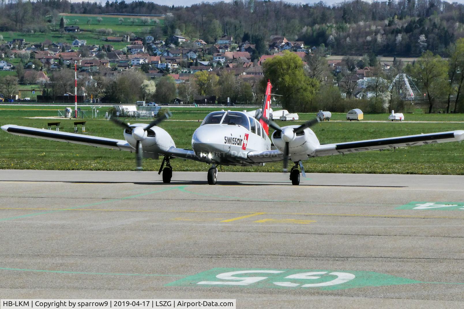 HB-LKM, 1979 Piper PA-34-200T C/N 34-7970106, To parking at Grenchen. HB-registered from 1979-04-05 until 2021-12-09.