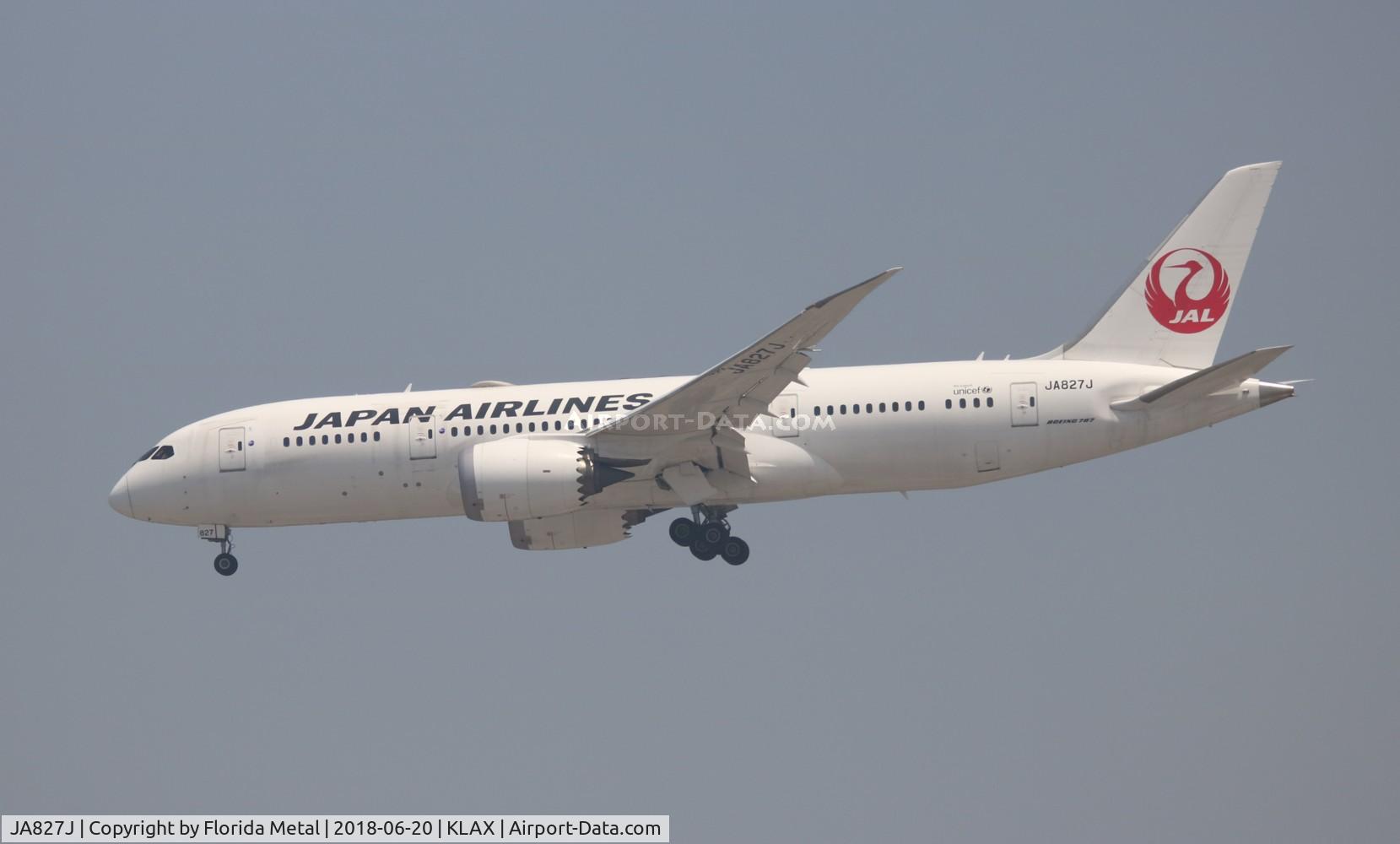 JA827J, 2011 Boeing 787-8 Dreamliner C/N 34837, JAL 788 zx NRT-LAX