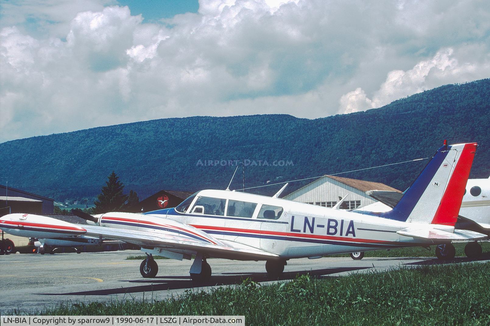 LN-BIA, 1971 Piper PA-39 Twin Comanche C/R C/N 39-129, At Grenchen. Crashed in Norway. Scanned from a slide.