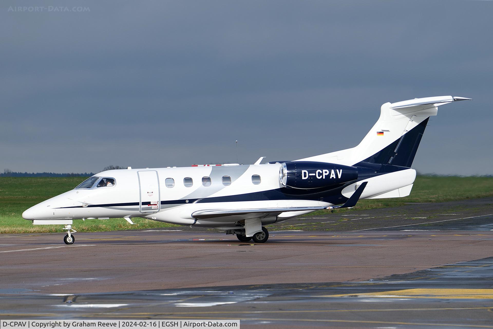 D-CPAV, Embraer EMB-505 Phenom 300 C/N 505-00746, Just landed at Norwich.