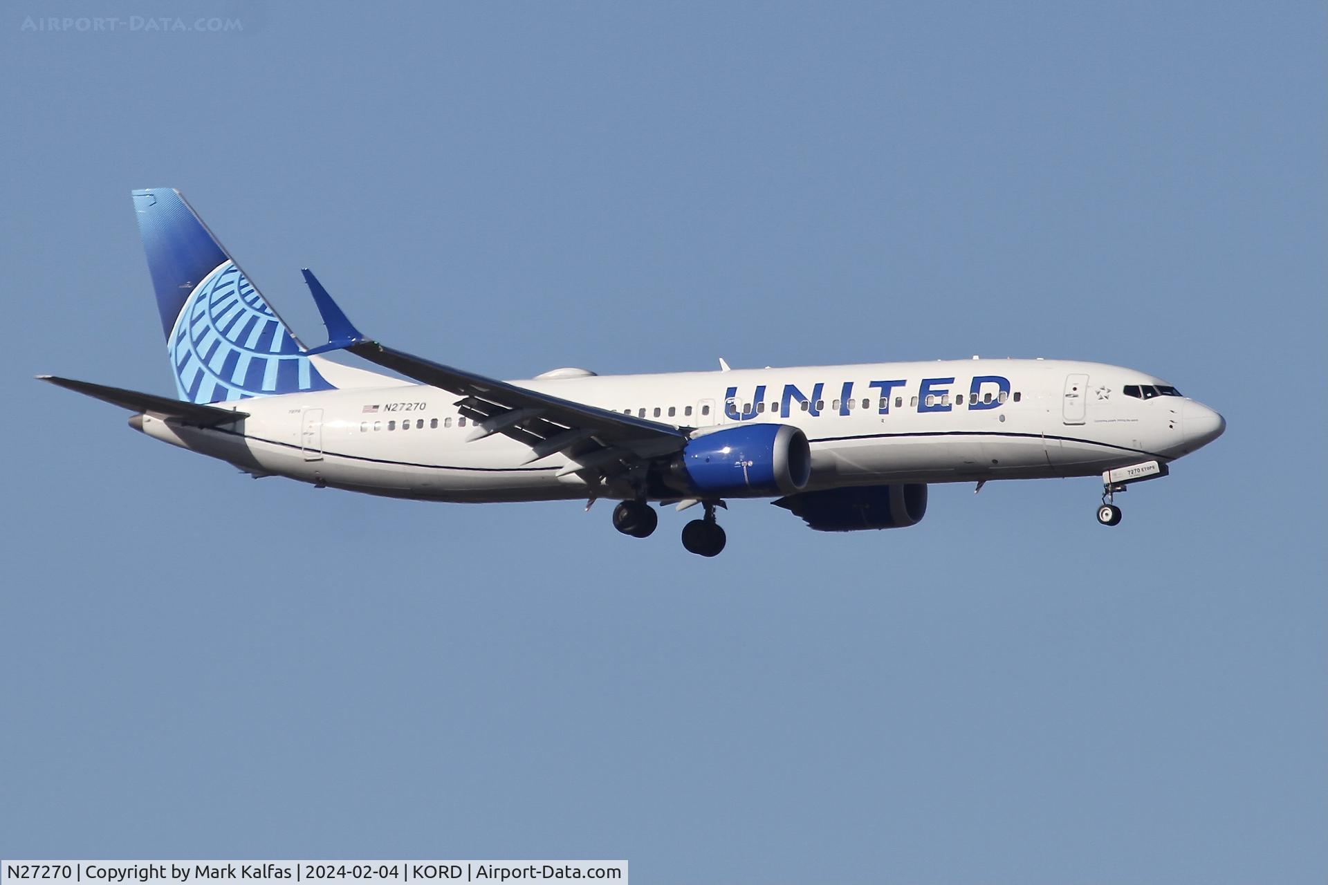 N27270, 2022 Boeing 737-8 MAX C/N 67525, B38M United Airlines Boeing 737 MAX 8 N27270 UAL323 EWR-ORD