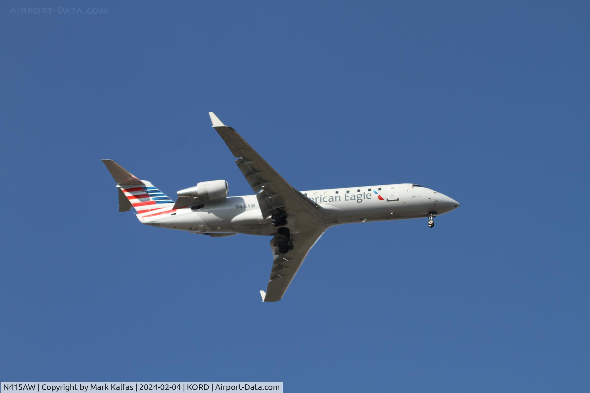 N415AW, 2001 Bombardier CRJ-200LR (CL-600-2B19) C/N 7593, CRJ2 Air Wisconsin/ American Eagle BOMBARDIER INC CL-600-2B19 N415AW AWI6151 LIT-ORD