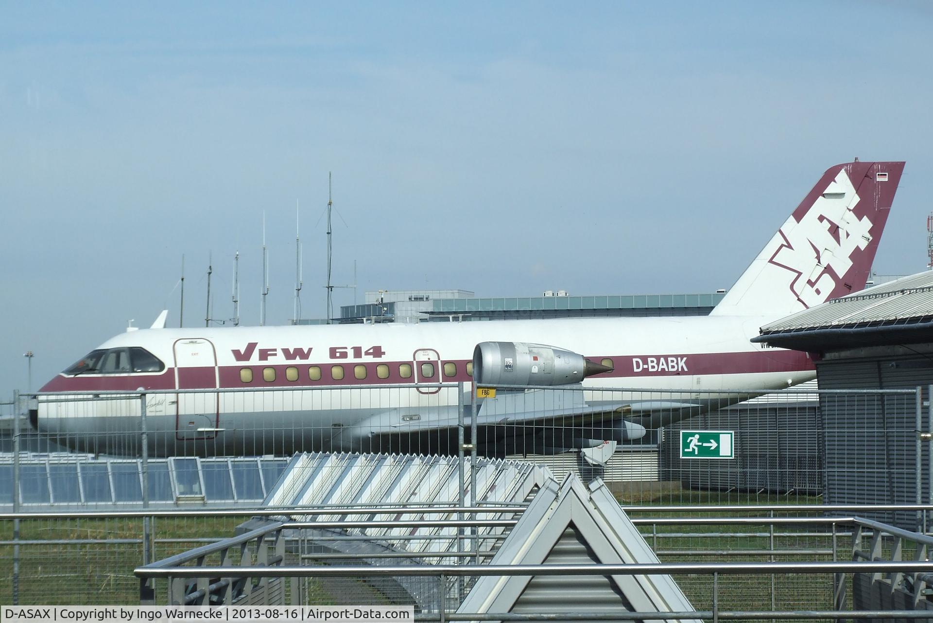 D-ASAX, VFW-Fokker VFW 614 C/N G15, VFW-Fokker VFW-614 displayed in the colours/markings of G-11 'D-BABK' on the vistors terrace (closed for security reasons) at Bremen airport