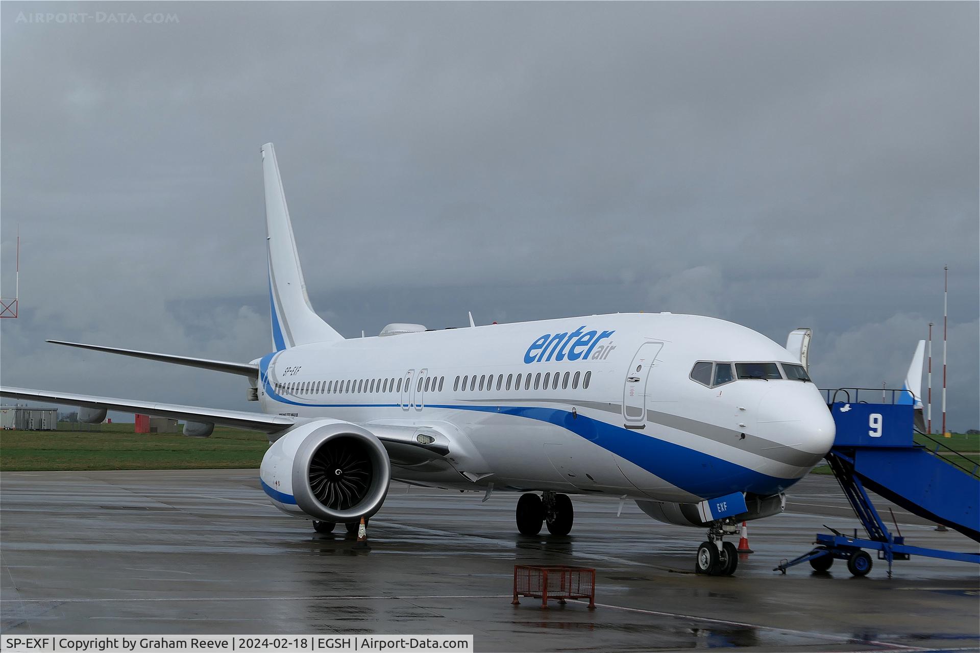 SP-EXF, 2019 Boeing 737-8MAX C/N 61862, On stand 6 at Norwich.