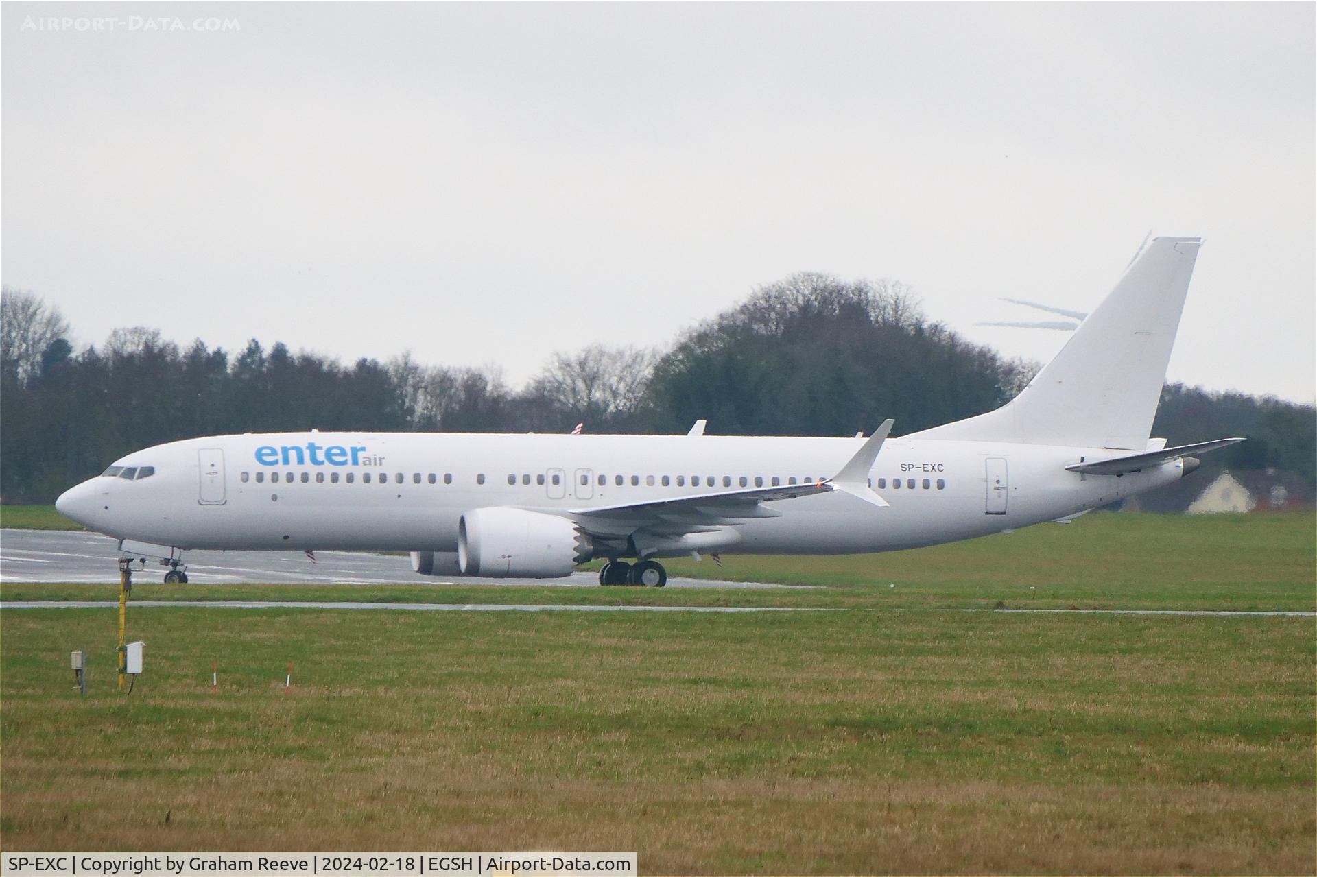 SP-EXC, 2023 Boeing 737-8MAX C/N 44624, Just landed at Norwich.