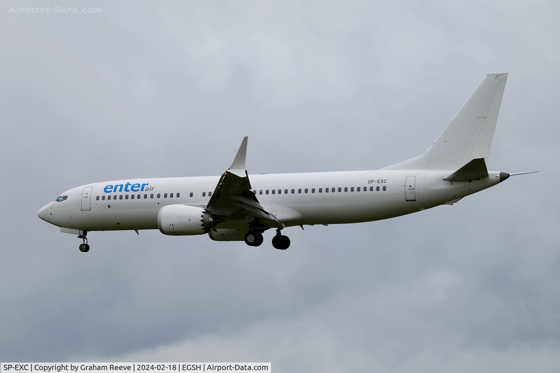 SP-EXC, 2023 Boeing 737-8MAX C/N 44624, Landing at Norwich.