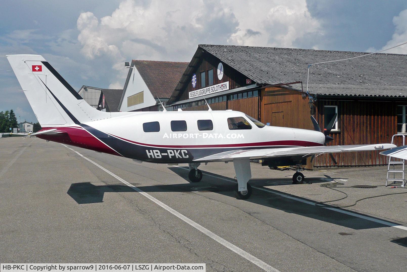 HB-PKC, 1986 Piper PA-46-310P Malibu C/N 46-8608033, At Grenchen. HB-registered from 1986-07-21 until 2021-03-26