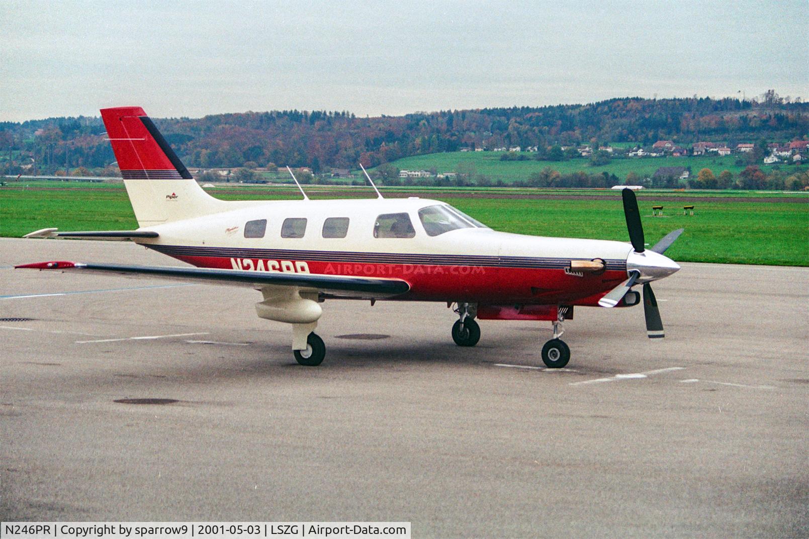 N246PR, 1996 Piper PA-46-350P Malibu Mirage C/N 4636063, At Grenchen. Scanned from a slide.