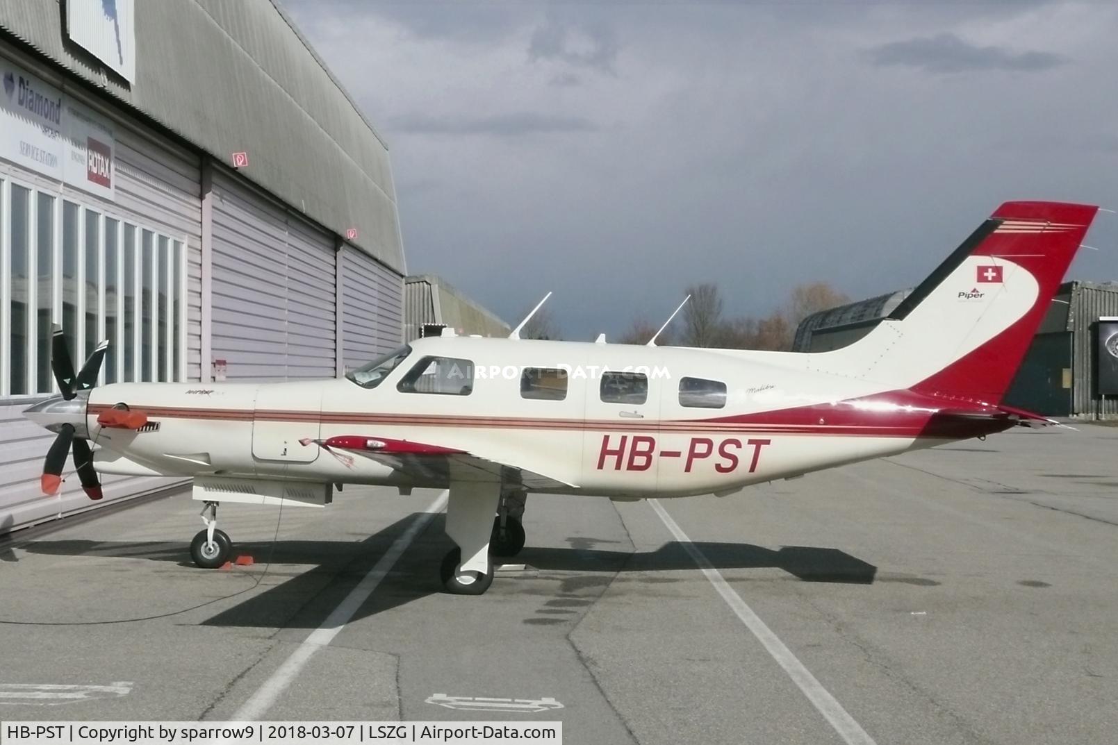 HB-PST, 1998 Piper PA-46-350P Malibu Mirage C/N 4636142, Again maintenance at Grenchen. HB-registered since 2013-04-16.