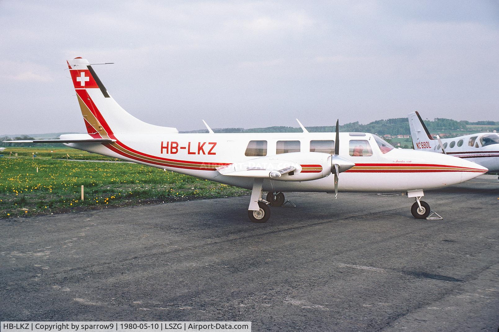 HB-LKZ, 1979 Piper PA-60-601P Aerostar C/N 61P-0623-796-3283, At Grenchen GA-show. Scanned from a slide.