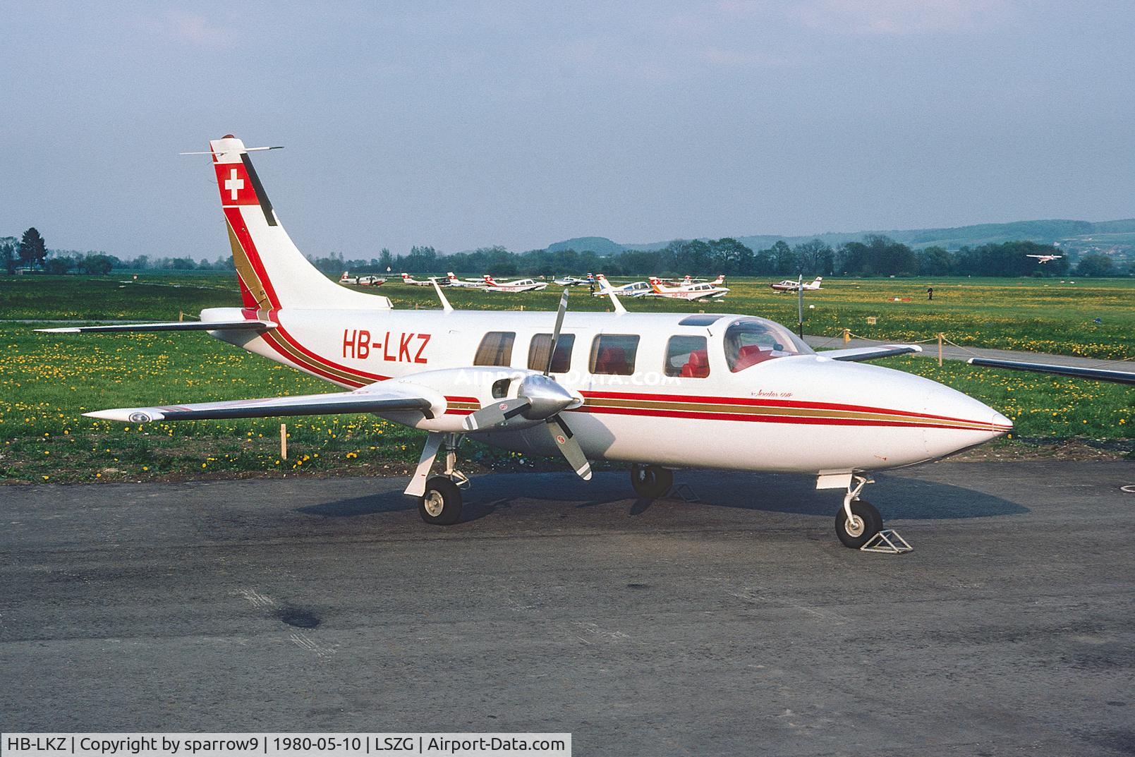HB-LKZ, 1979 Piper PA-60-601P Aerostar C/N 61P-0623-796-3283, At Grenchen GA-show. Scanned from a slide.