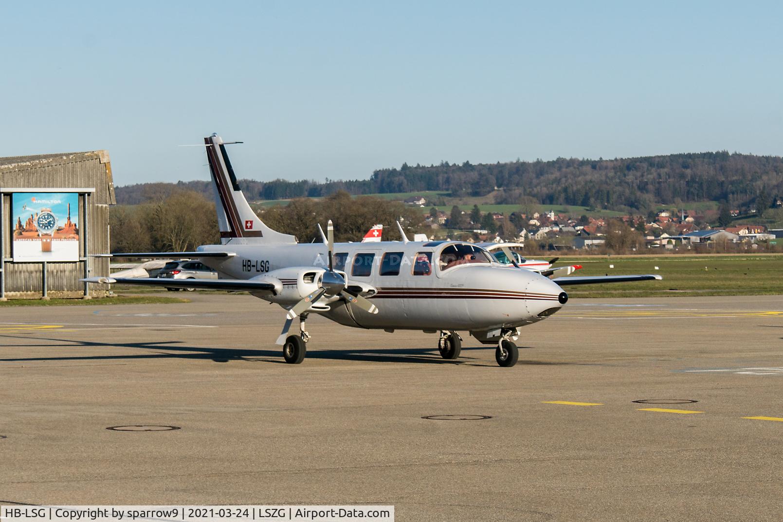 HB-LSG, 1982 Piper PA-60-602P Aerostar C/N 60-8265033, At Grenchen. HB-registered since 1994-09-01.