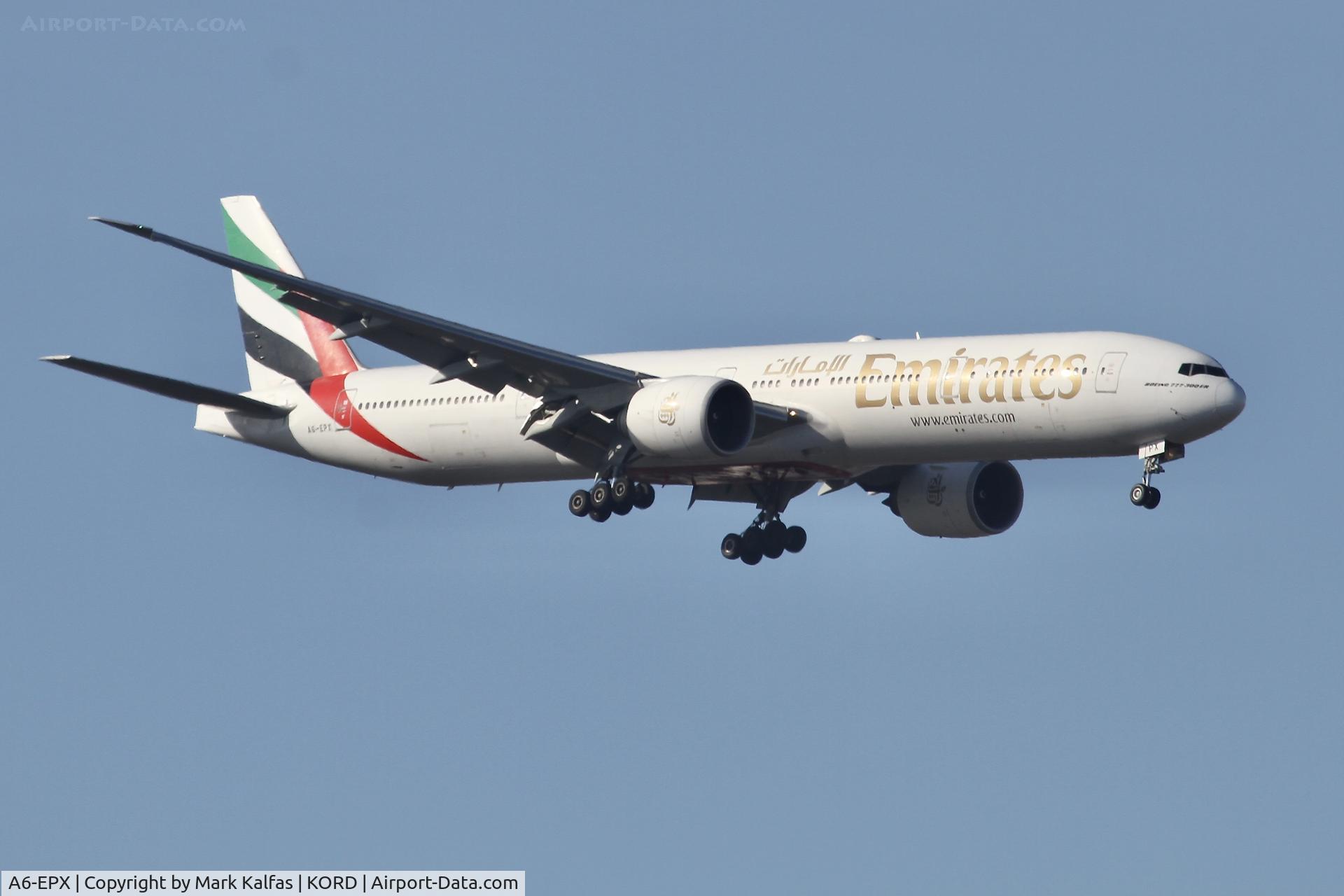 A6-EPX, 2016 Boeing 777-31H/ER C/N 42343, B77W Emirates 777-31HER A6-EPX UAE235 OMDB-ORD