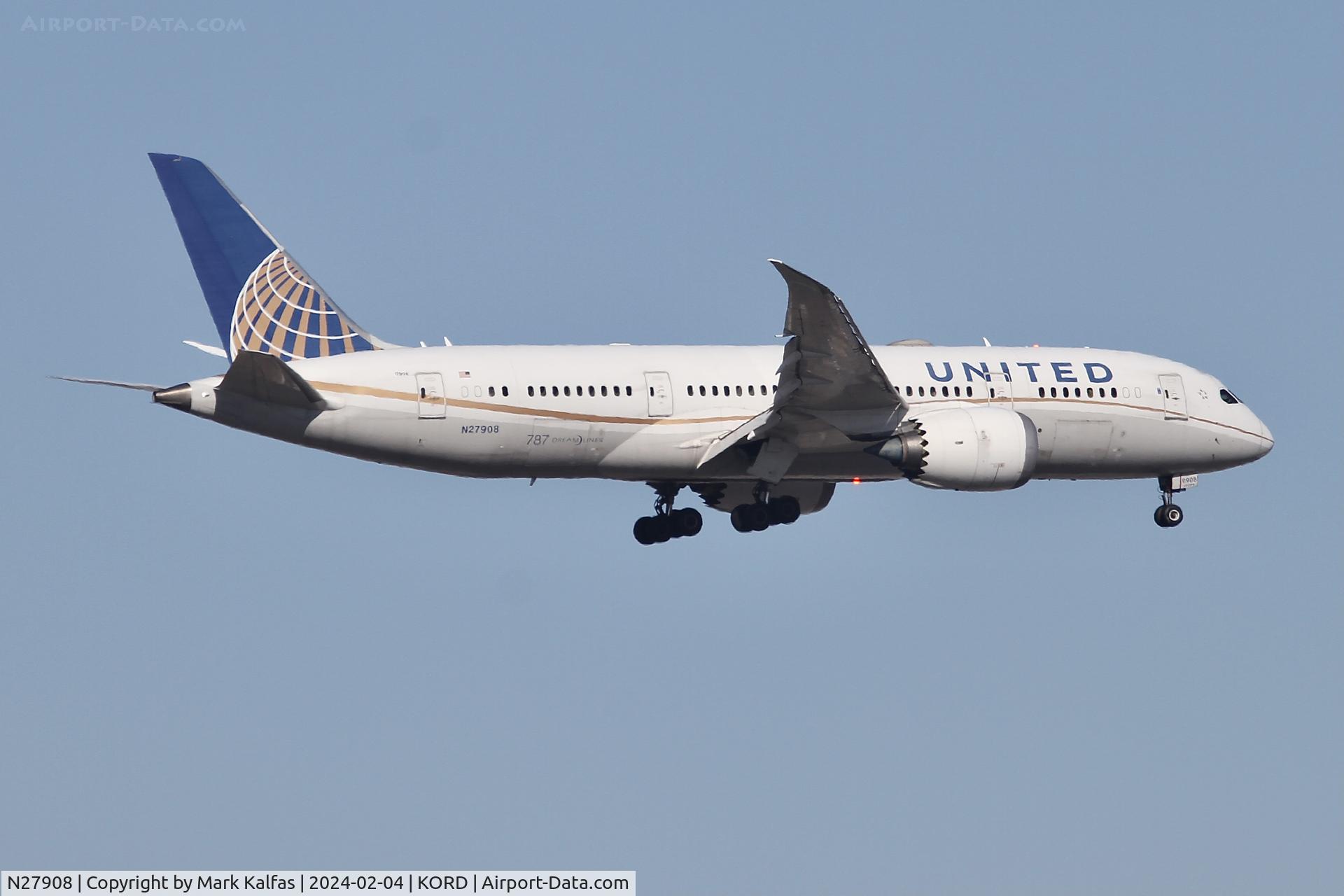 N27908, 2013 Boeing 787-8 Dreamliner C/N 36400, B788 United Airlines Boeing 787-8 Dreamliner N27908 UAL908 EHAM-KORD