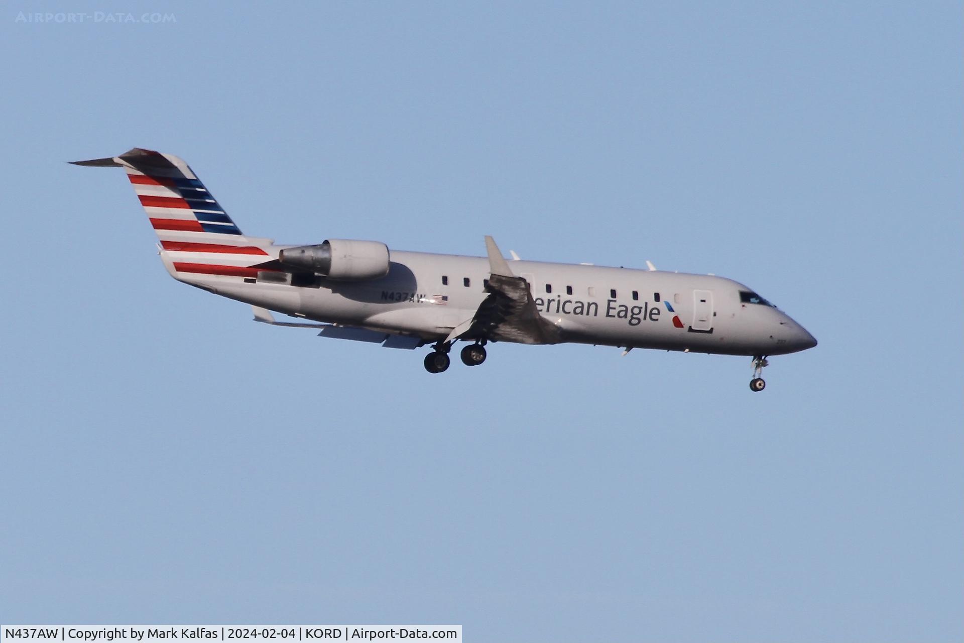 N437AW, 2003 Bombardier CRJ-200LR (CL-600-2B19) C/N 7744, CRJ2 Air Wisconsin/American Eagle Canadair Regional Jet CRJ-200  N437AW AWI6166 CVG-ORD