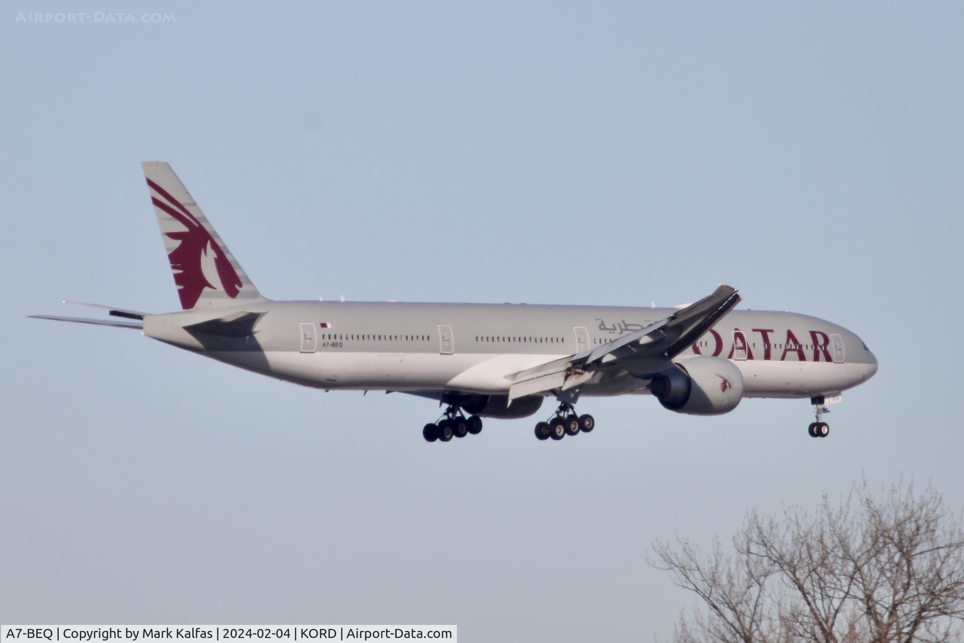 A7-BEQ, 2018 Boeing 777-3DZ/ER C/N 64085, B77W QATAR AIRWAYS Boeing 777-3DZER A7-BEQ QTR725 OTHH-KORD