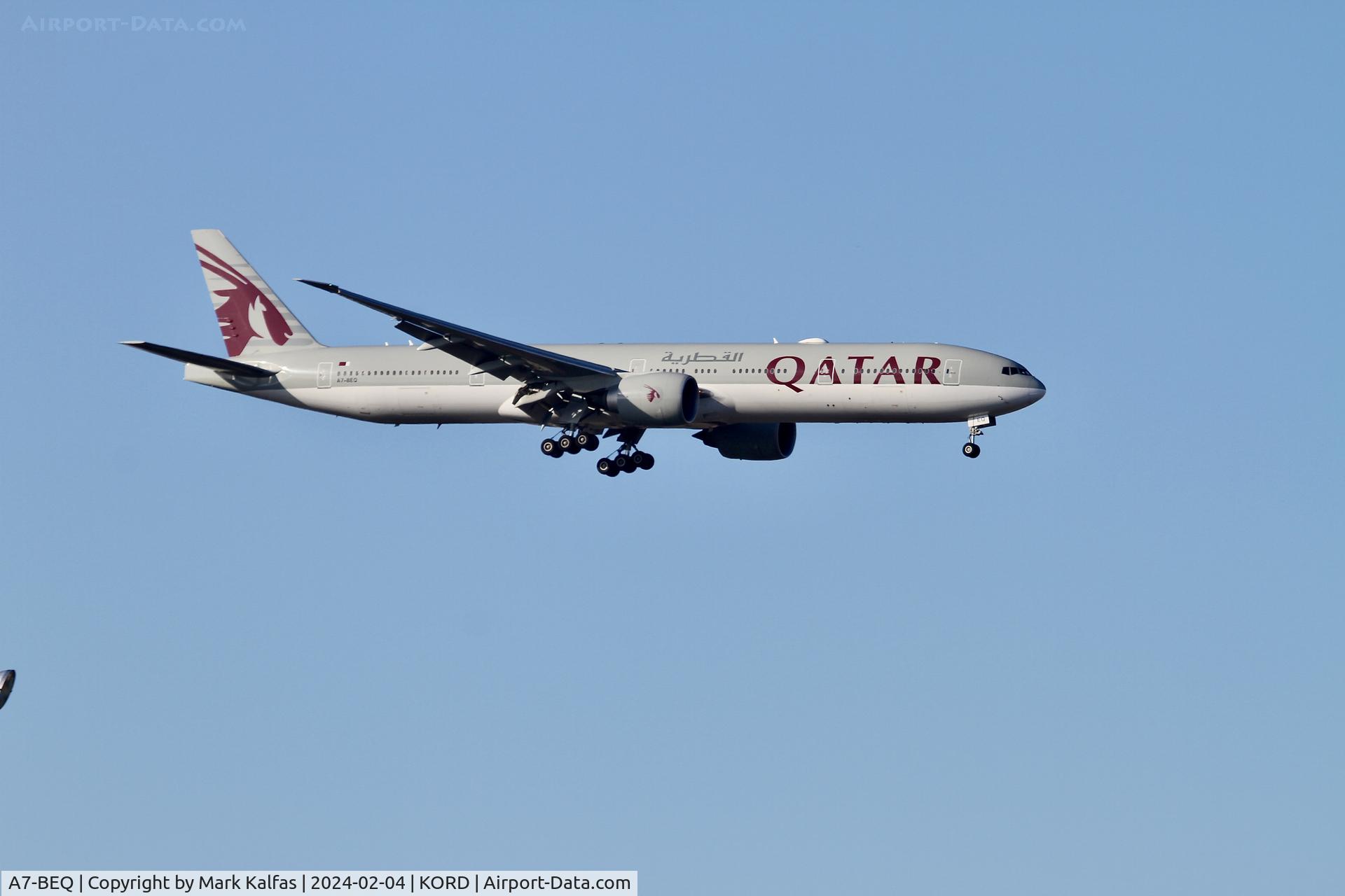 A7-BEQ, 2018 Boeing 777-3DZ/ER C/N 64085, B77W QATAR AIRWAYS Boeing 777-3DZER A7-BEQ QTR725 OTHH-KORD