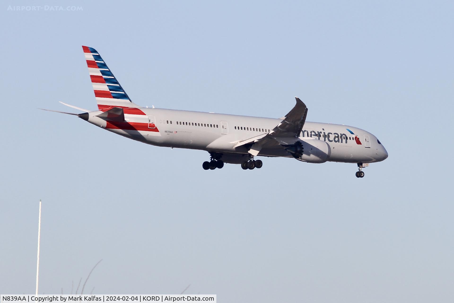 N839AA, 2018 Boeing 787-9 Dreamliner C/N 40646, B789 American Airlines Boeing 787-9 Dreamliner N839AA AAL2356 MCO-ORD