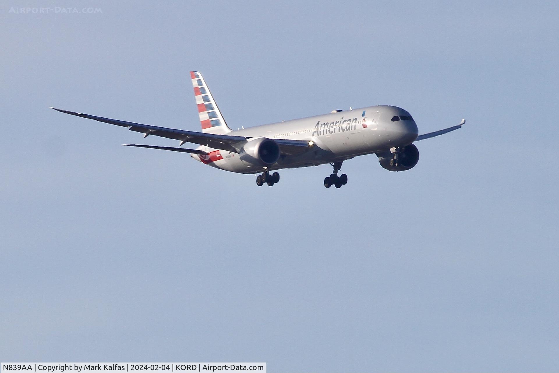 N839AA, 2018 Boeing 787-9 Dreamliner C/N 40646, B789 American Airlines Boeing 787-9 Dreamliner N839AA AAL2356 MCO-ORD