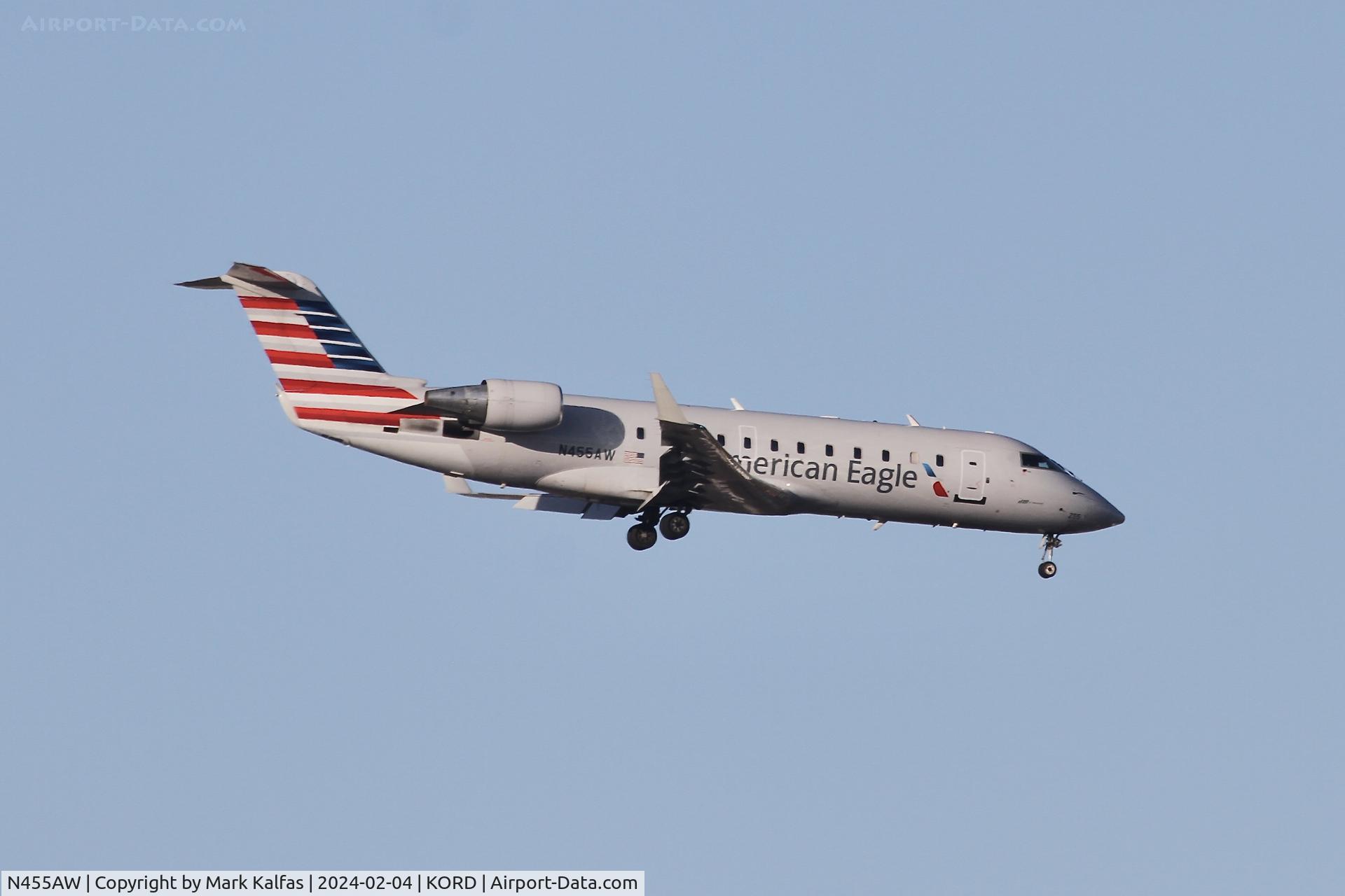 N455AW, 2003 Bombardier CRJ-200LR (CL-600-2B19) C/N 7848, CRJ2 Air Wisconsin/ American Eagle BOMBARDIER INC CL-600-2B19 N455AW AWI6073 BMI-ORD