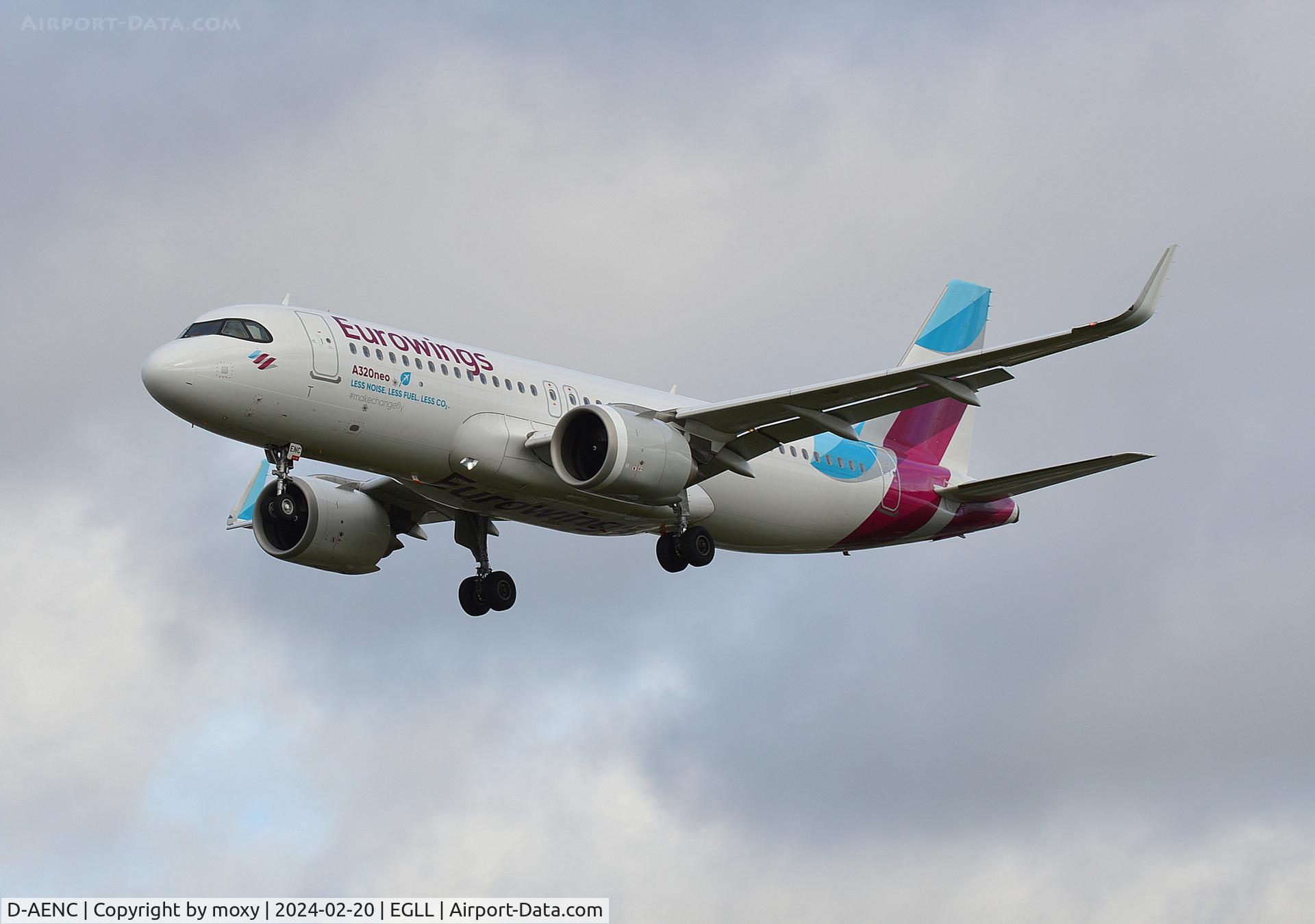 D-AENC, 2022 Airbus A320-251N C/N 10826, Airbus A320-251N landing at London Heathrow.