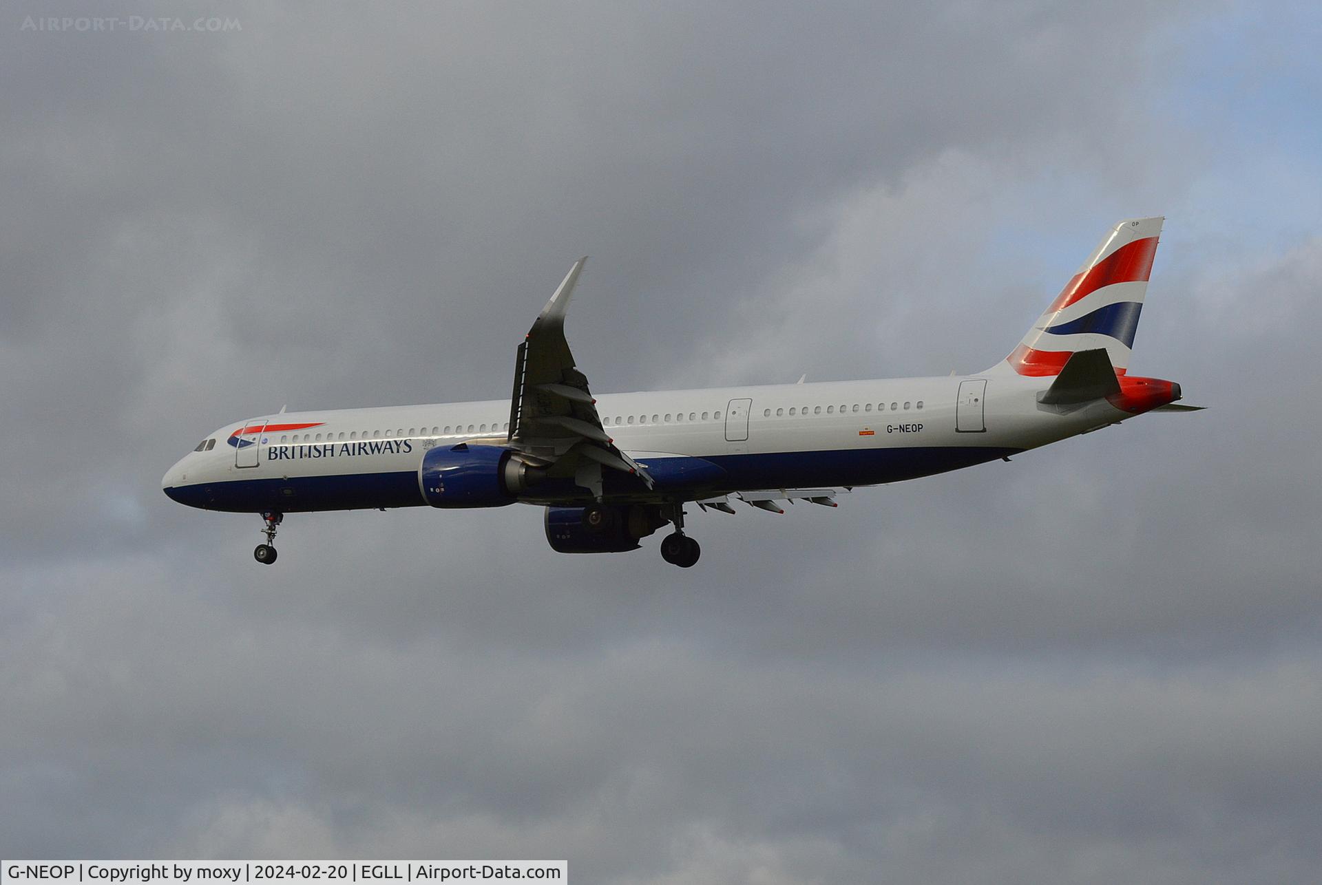 G-NEOP, 2019 Airbus A321-251NX C/N 8469, Airbus A321-251NX landing at London Heathrow.