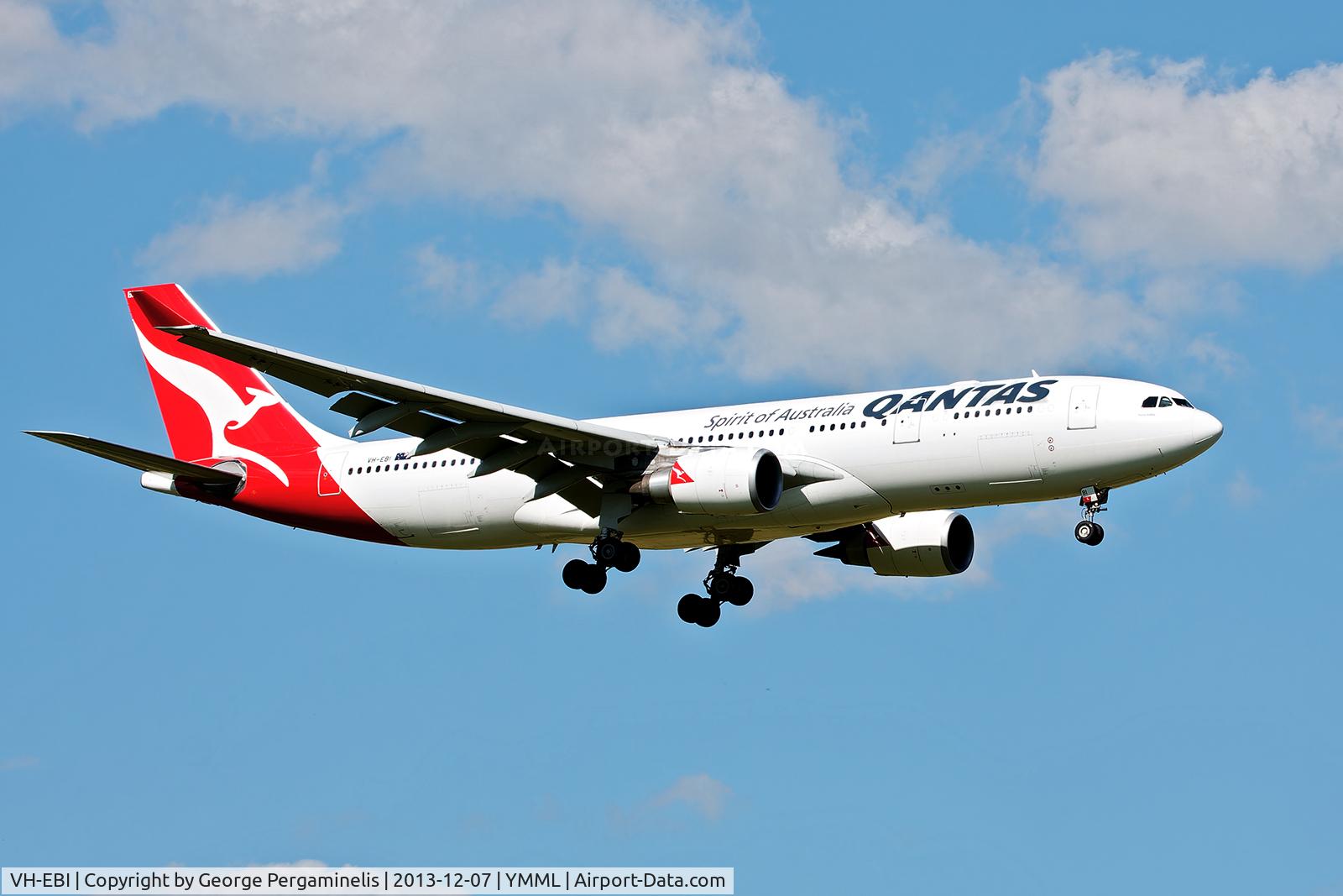 VH-EBI, 2008 Airbus A330-203 C/N 898, Short final to runway 16.