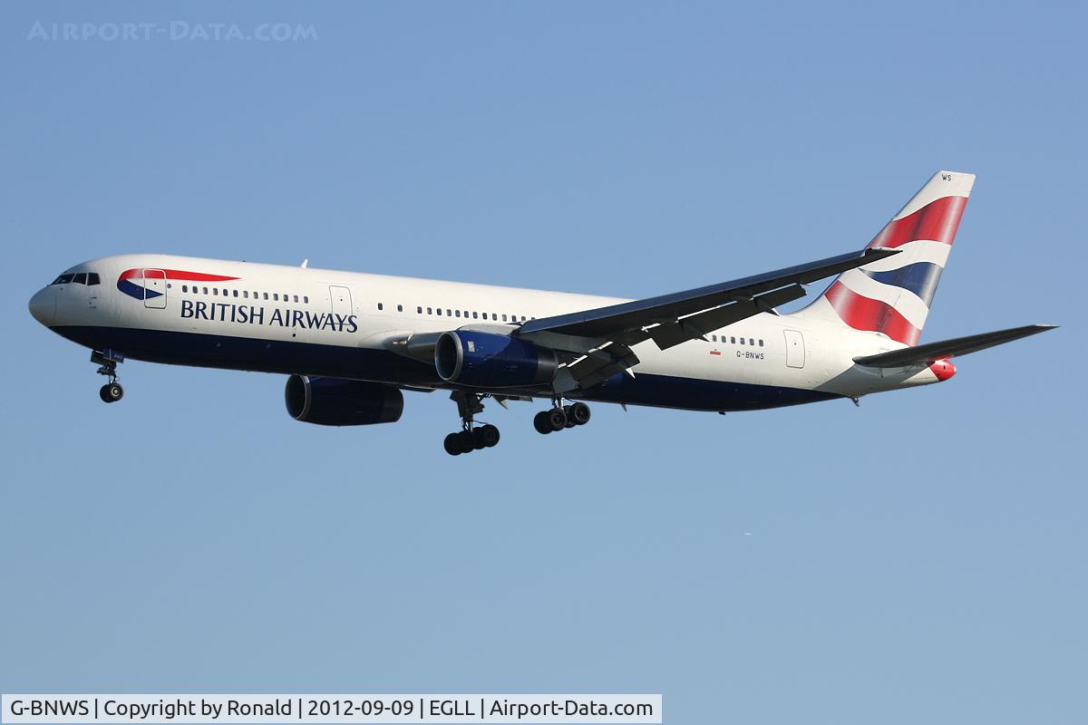 G-BNWS, 1992 Boeing 767-336 C/N 25826, at lhr