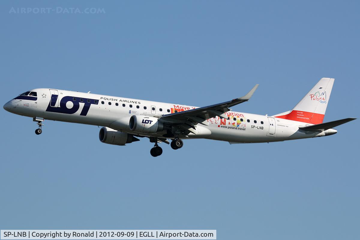 SP-LNB, 2011 Embraer 195LR (ERJ-190-200LR) C/N 19000444, at lhr