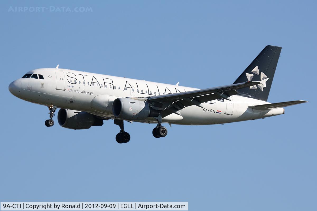 9A-CTI, 1999 Airbus A319-112 C/N 1029, at lhr