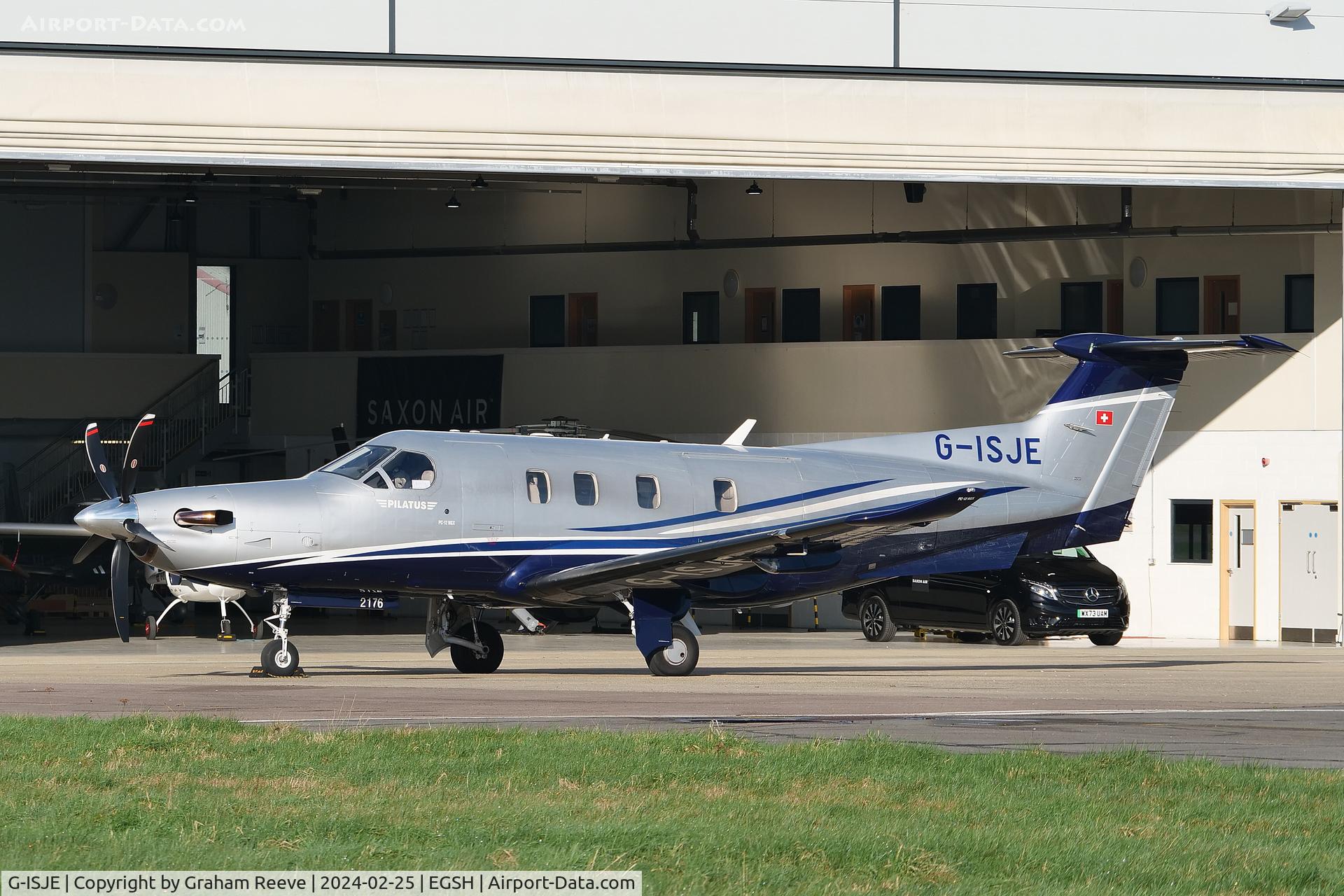 G-ISJE, 2022 Pilatus PC-12/47E C/N 2176, Parked at Norwich.