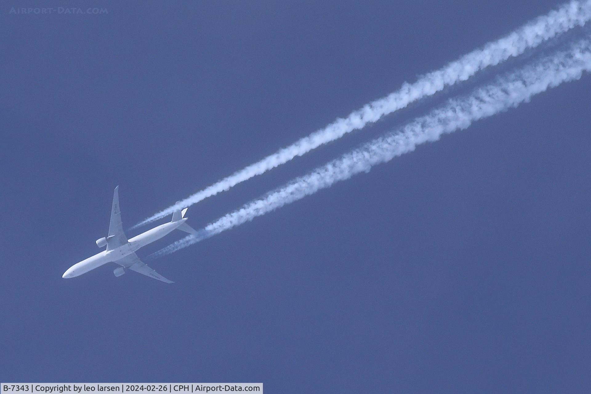 B-7343, 2016 Boeing 777-39P/ER C/N 43277, Overflying CPH 26.2.2024 34.000ft bound for London