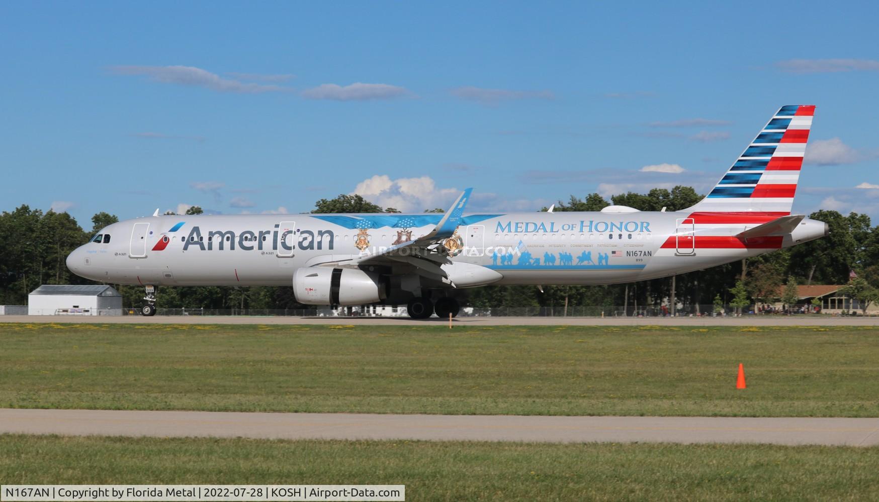 N167AN, 2016 Airbus A321-231 C/N 7013, AAL A321 Valor zx DCA-OSH for Honor Flight