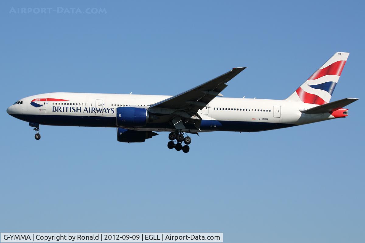 G-YMMA, 1999 Boeing 777-236 C/N 30302, at lhr