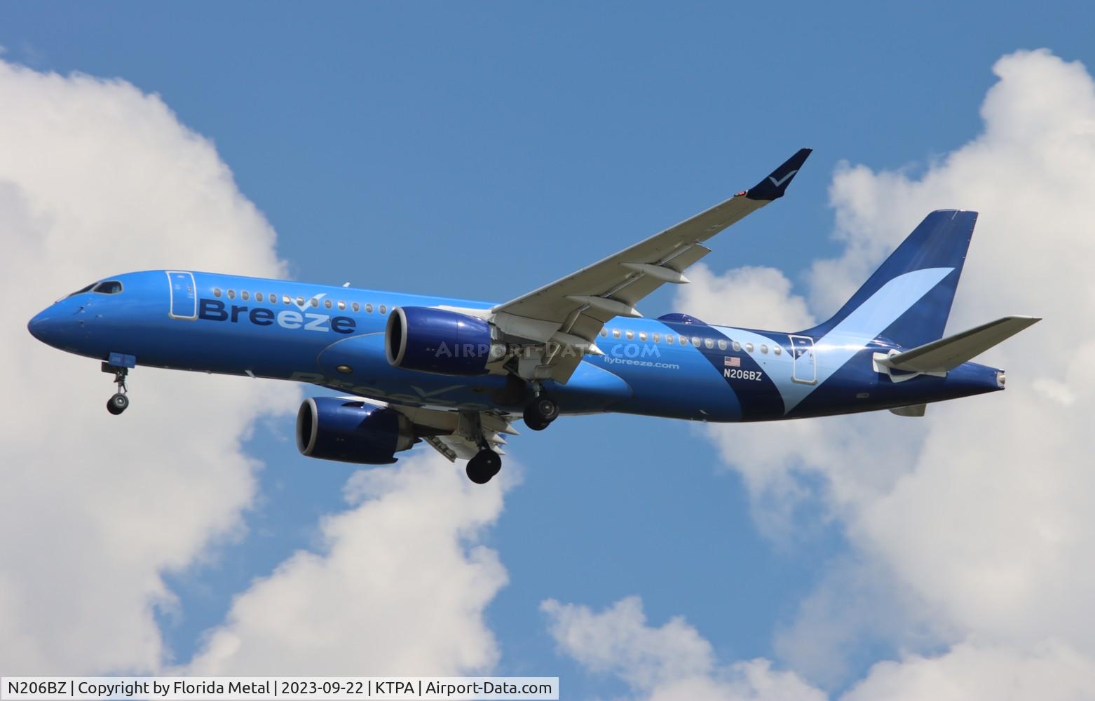 N206BZ, 2022 Airbus A220-300 C/N 55143, MXY A223 zx CHS-TPA