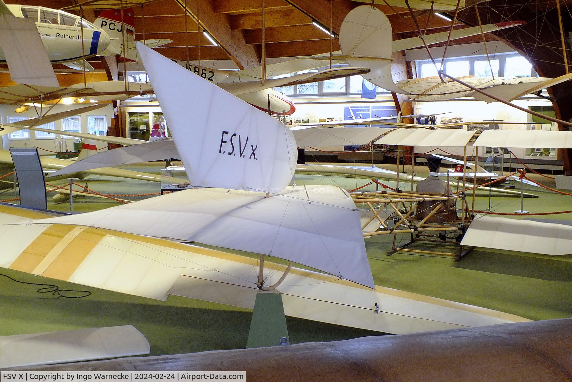 FSV X, Flug-Sport-Vereinigung Darmstadt FSV X replica C/N nil, F.S.V. (Flug-Sport-Vereinigung Darmstadt) FSV X replica at the Deutsches Segelflugmuseum mit Modellflug (German Soaring Museum with Model Flight), Gersfeld Wasserkuppe