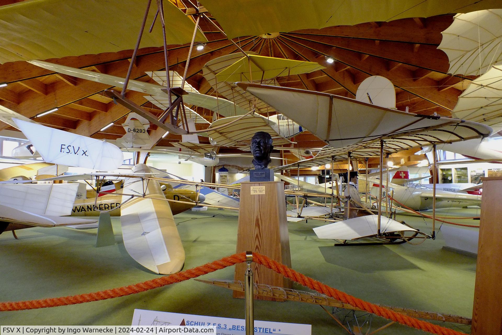 FSV X, Flug-Sport-Vereinigung Darmstadt FSV X replica C/N nil, F.S.V. (Flug-Sport-Vereinigung Darmstadt) FSV X replica at the Deutsches Segelflugmuseum mit Modellflug (German Soaring Museum with Model Flight), Gersfeld Wasserkuppe