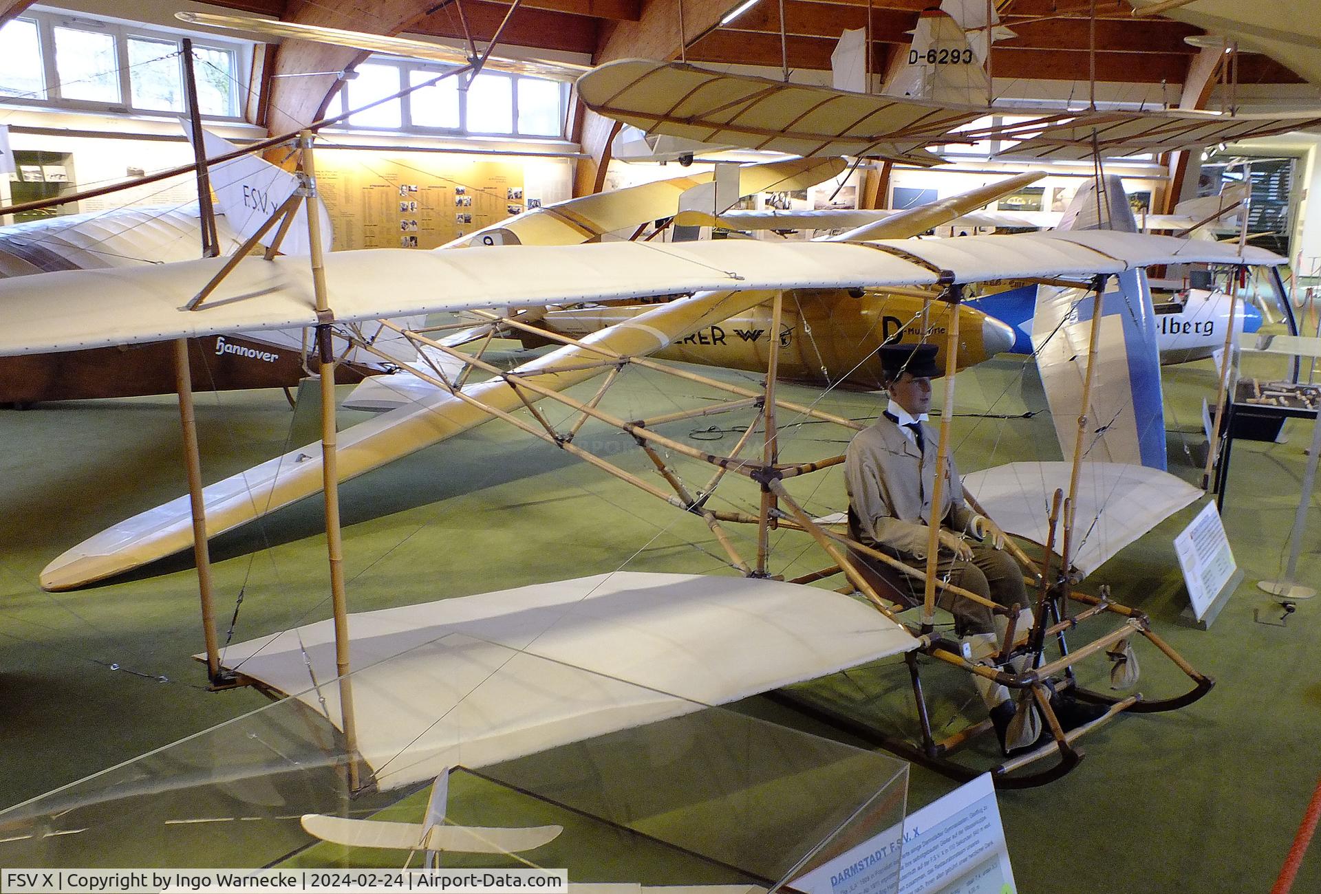 FSV X, Flug-Sport-Vereinigung Darmstadt FSV X replica C/N nil, F.S.V. (Flug-Sport-Vereinigung Darmstadt) FSV X replica at the Deutsches Segelflugmuseum mit Modellflug (German Soaring Museum with Model Flight), Gersfeld Wasserkuppe