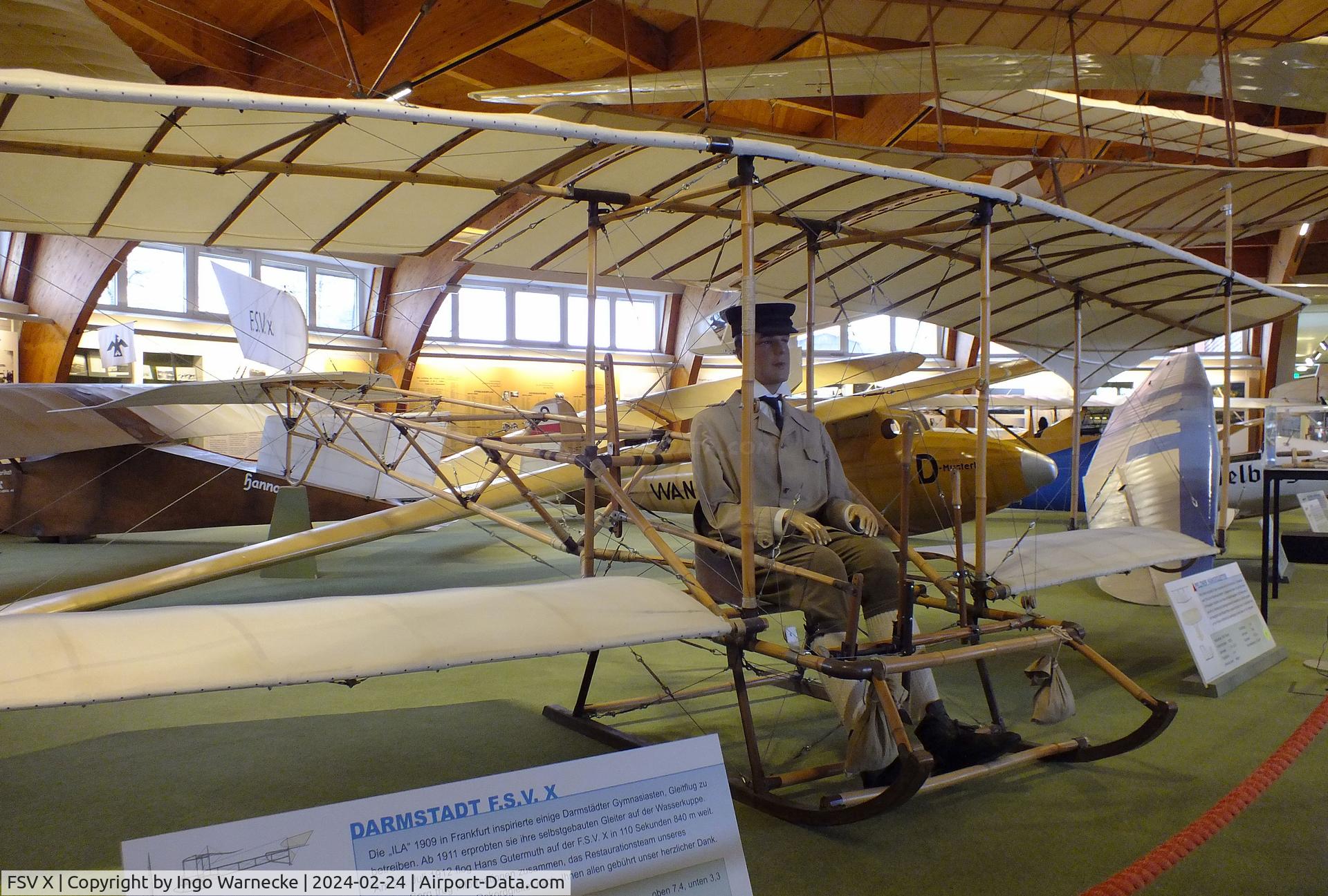 FSV X, Flug-Sport-Vereinigung Darmstadt FSV X replica C/N nil, F.S.V. (Flug-Sport-Vereinigung Darmstadt) FSV X replica at the Deutsches Segelflugmuseum mit Modellflug (German Soaring Museum with Model Flight), Gersfeld Wasserkuppe