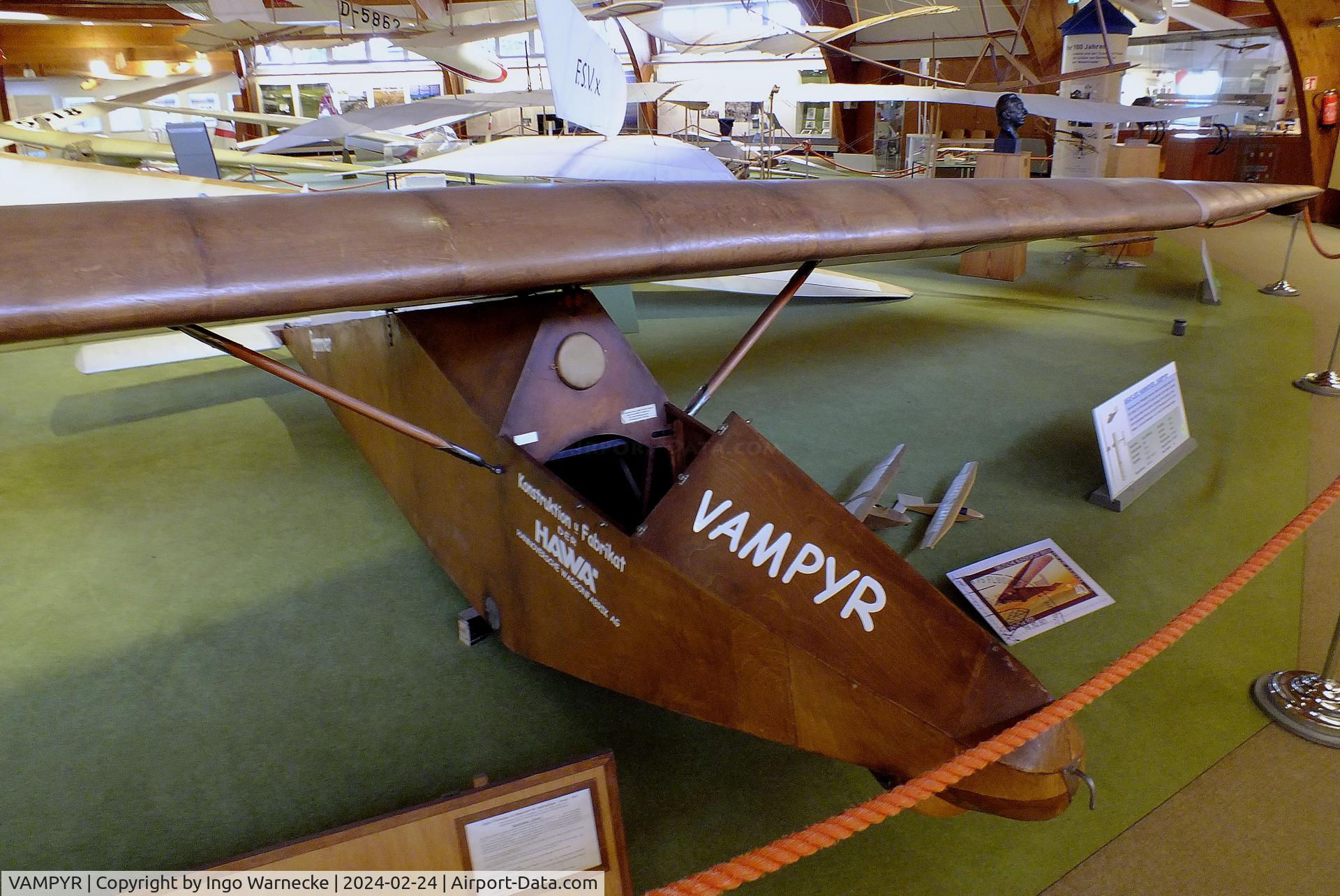 VAMPYR, Akaflieg Hannover Vampyr replica C/N nil, Akaflieg Hannover HAWA H 1 Vampyr replica at the Deutsches Segelflugmuseum mit Modellflug (German Soaring Museum with Model Flight), Gersfeld Wasserkuppe