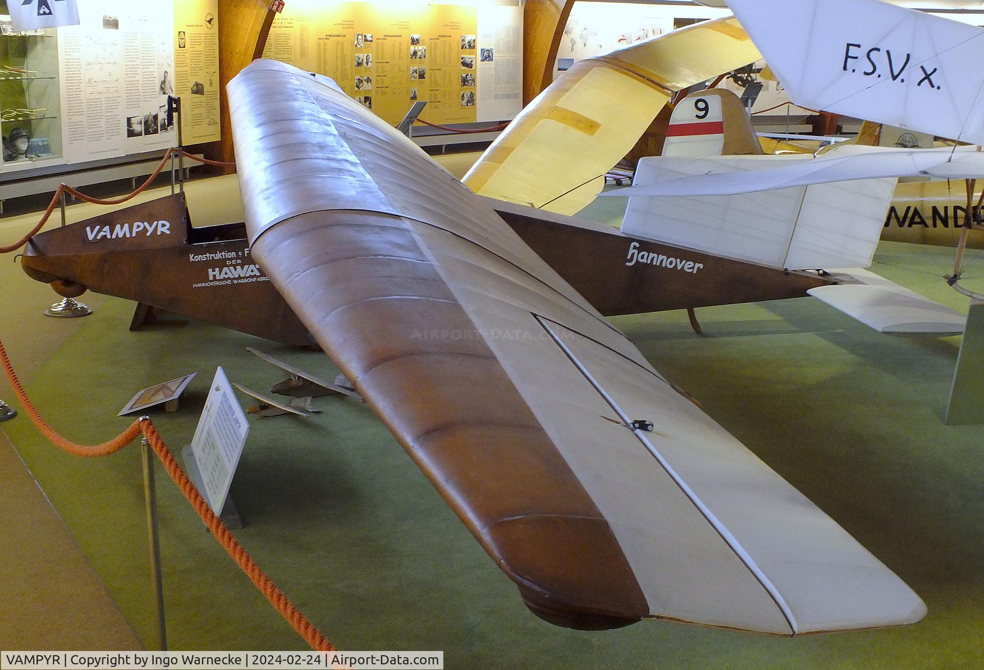 VAMPYR, Akaflieg Hannover Vampyr replica C/N nil, Akaflieg Hannover HAWA H 1 Vampyr replica at the Deutsches Segelflugmuseum mit Modellflug (German Soaring Museum with Model Flight), Gersfeld Wasserkuppe