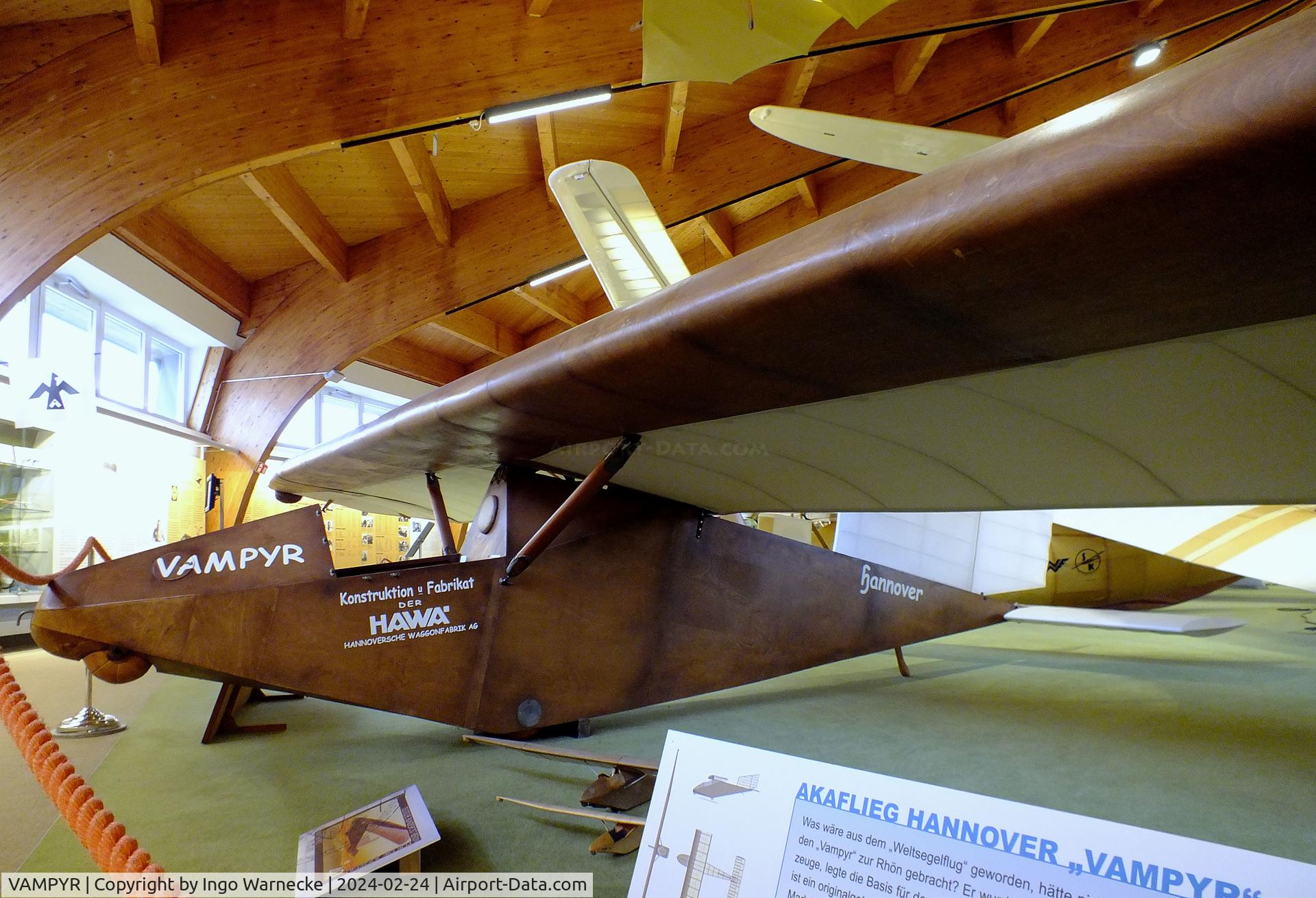 VAMPYR, Akaflieg Hannover Vampyr replica C/N nil, Akaflieg Hannover HAWA H 1 Vampyr replica at the Deutsches Segelflugmuseum mit Modellflug (German Soaring Museum with Model Flight), Gersfeld Wasserkuppe
