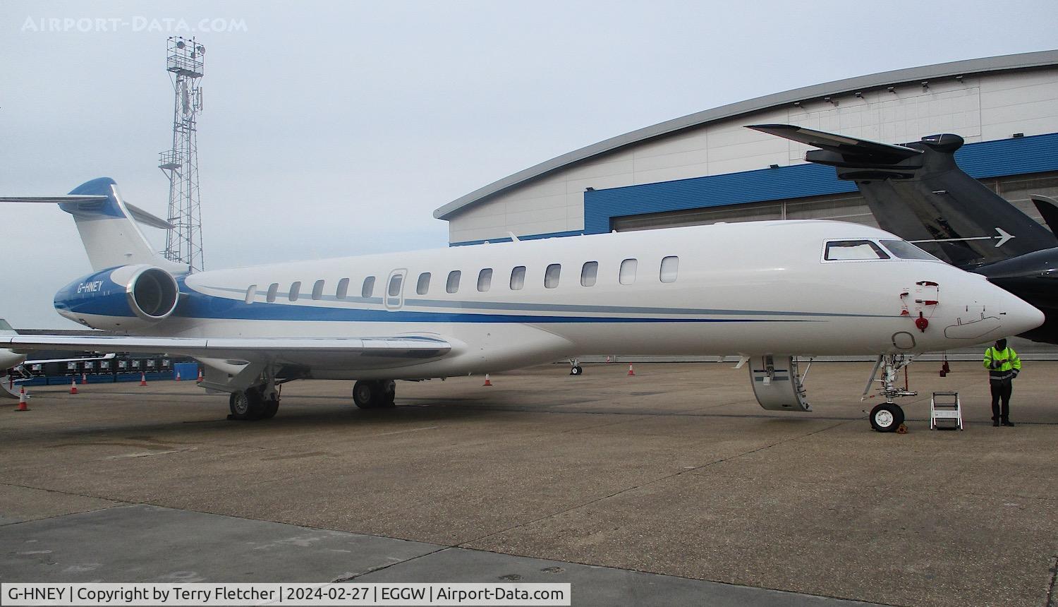 G-HNEY, 2022 Bombardier BD-700-2A12 Global 7500 C/N 70117, At Luton Airport