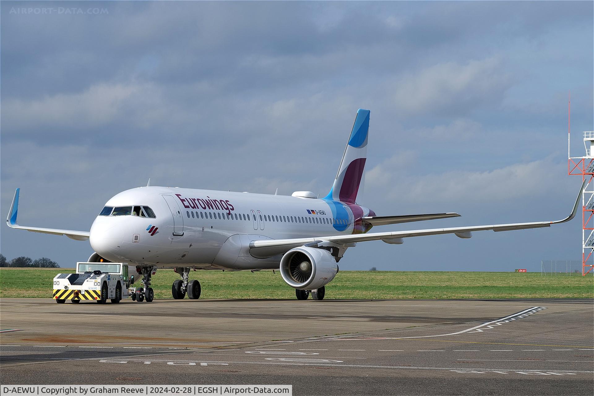 D-AEWU, 2017 Airbus A320-214 C/N 7513, Under tow at Norwich.