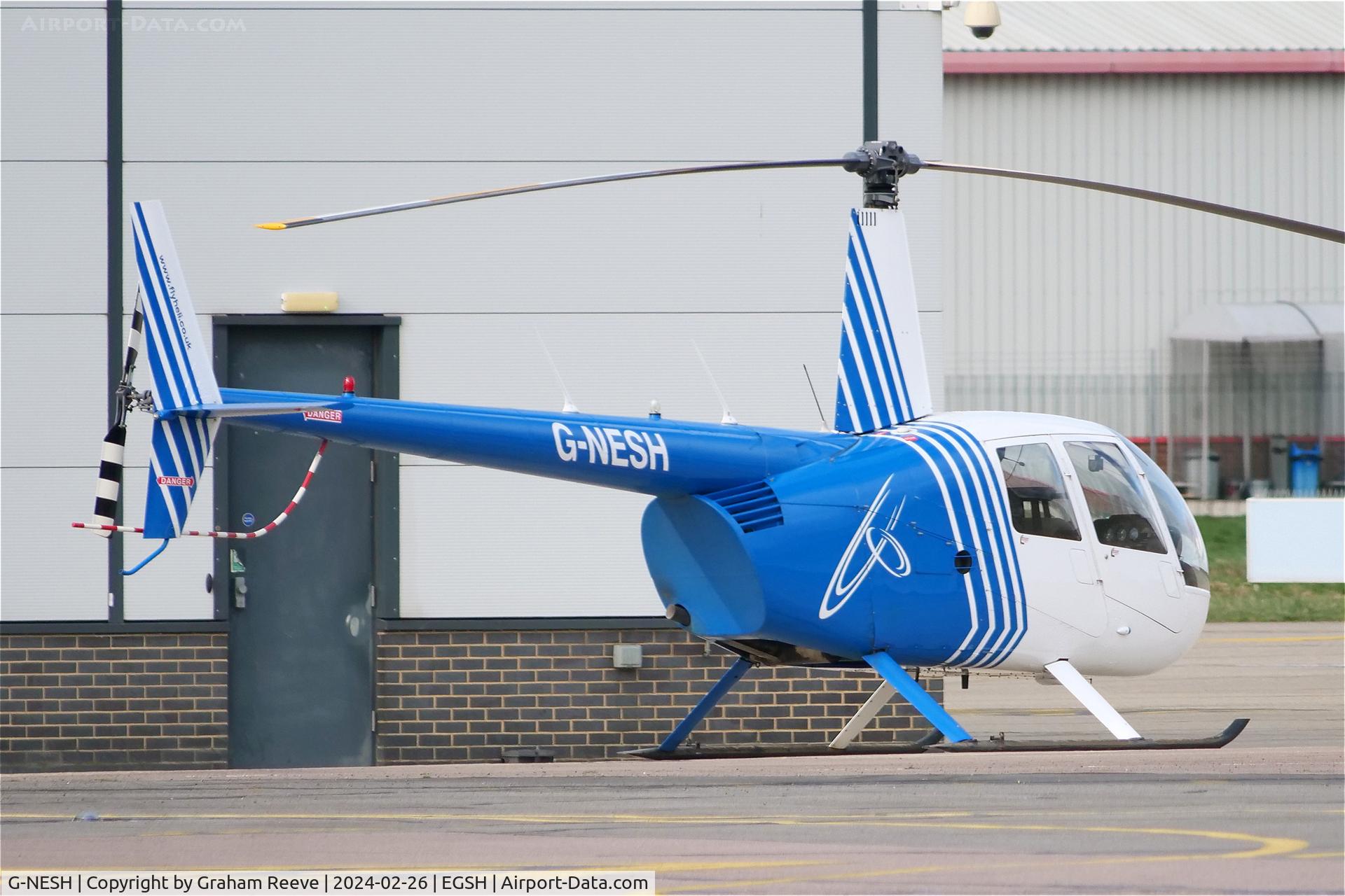 G-NESH, 2007 Robinson R44 Clipper II C/N 11609, Parked at Norwich.