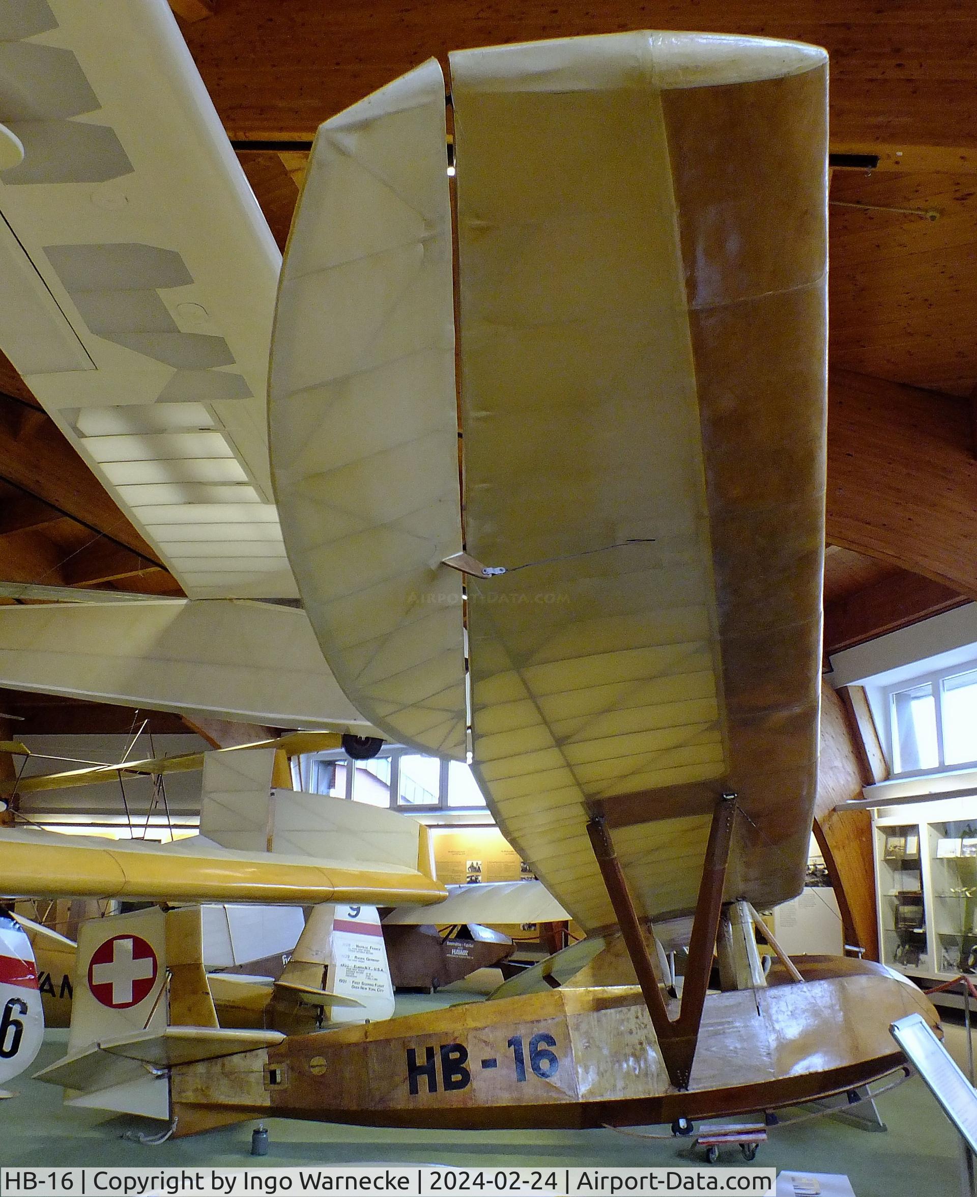 HB-16, 1933 Lippisch RRG V a Falke C/N not found_HB-16, Lippisch (Widmer, Stirnemann) RRG V a Falke at the Deutsches Segelflugmuseum mit Modellflug (German Soaring Museum with Model Flight), Gersfeld Wasserkuppe