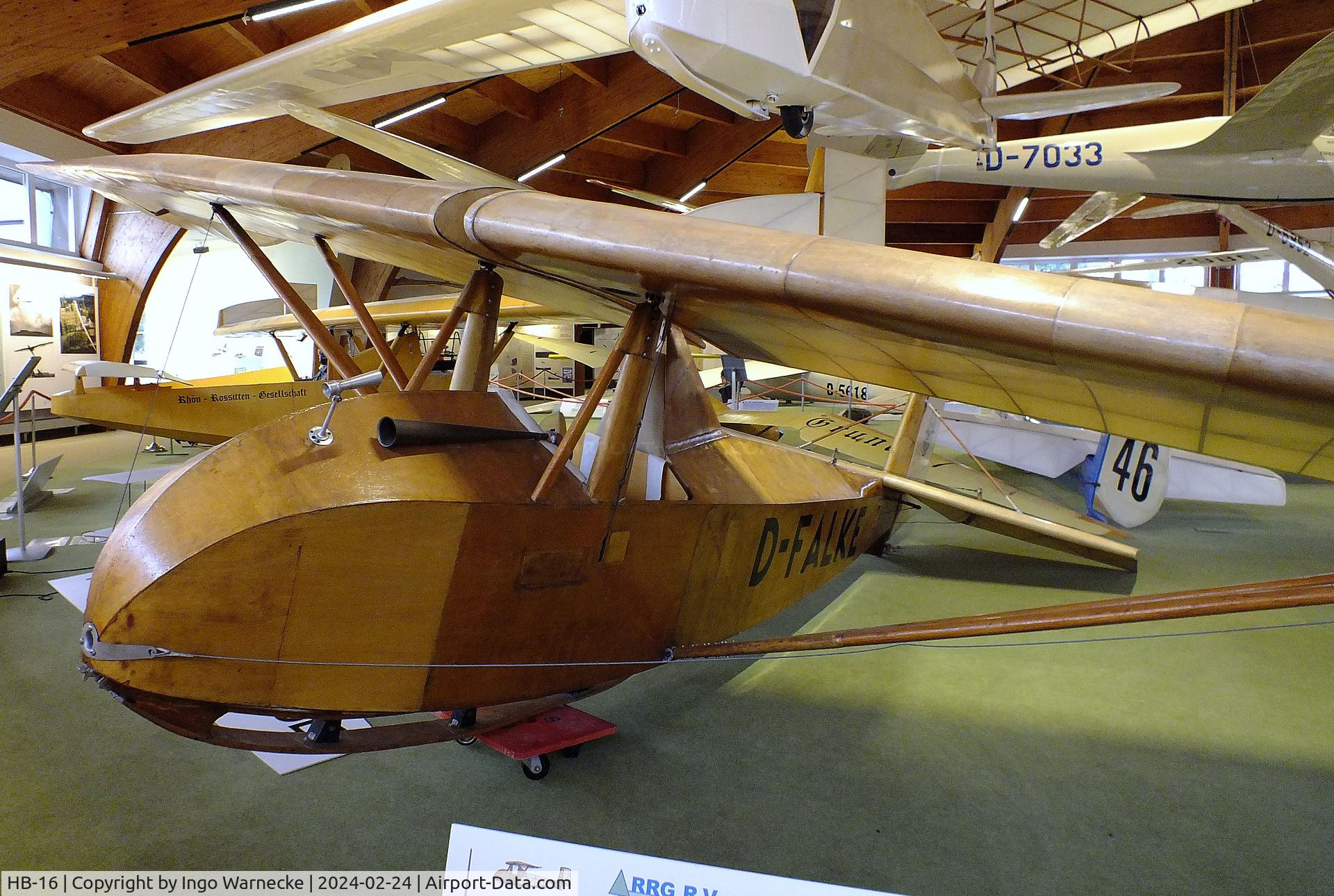 HB-16, 1933 Lippisch RRG V a Falke C/N not found_HB-16, Lippisch (Widmer, Stirnemann) RRG V a Falke at the Deutsches Segelflugmuseum mit Modellflug (German Soaring Museum with Model Flight), Gersfeld Wasserkuppe